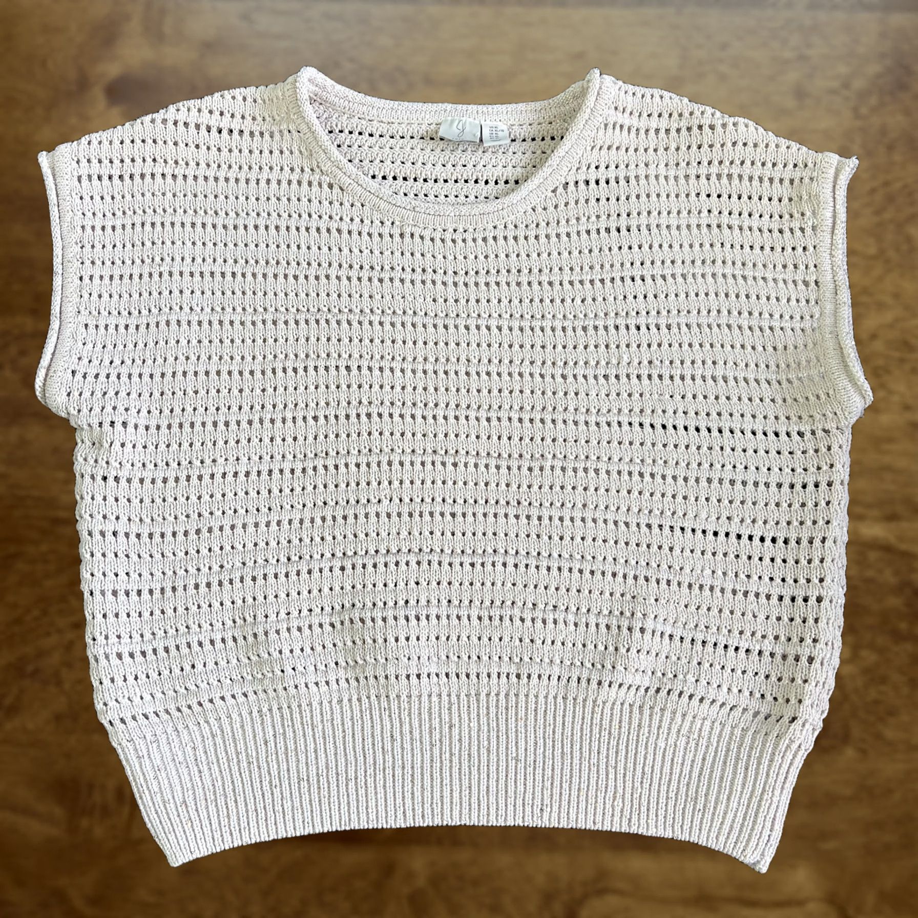 Joie VINTAGE Joie Sweater Womens XL Beige Open Knit Sleeveless Metallic Sparkle Top Size XL / US 12-14 / IT 48-50 - 1 Thumbnail
