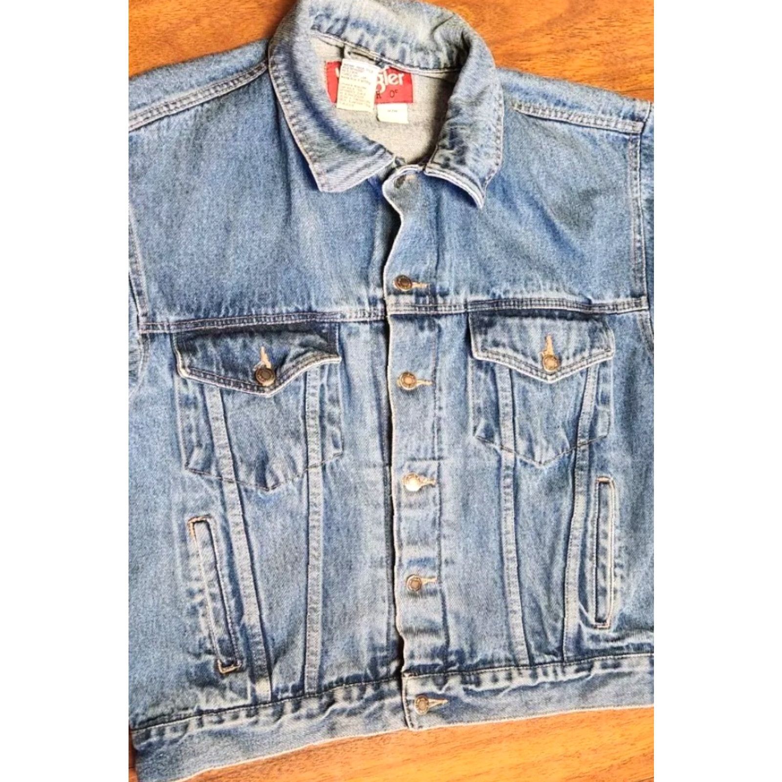 Wrangler VINTAGE Wrangler Hero Jacket Mens M Medium Denim Blue Trucker Button Up 90s Western Casual Shirt Size US 31 - 5 Thumbnail