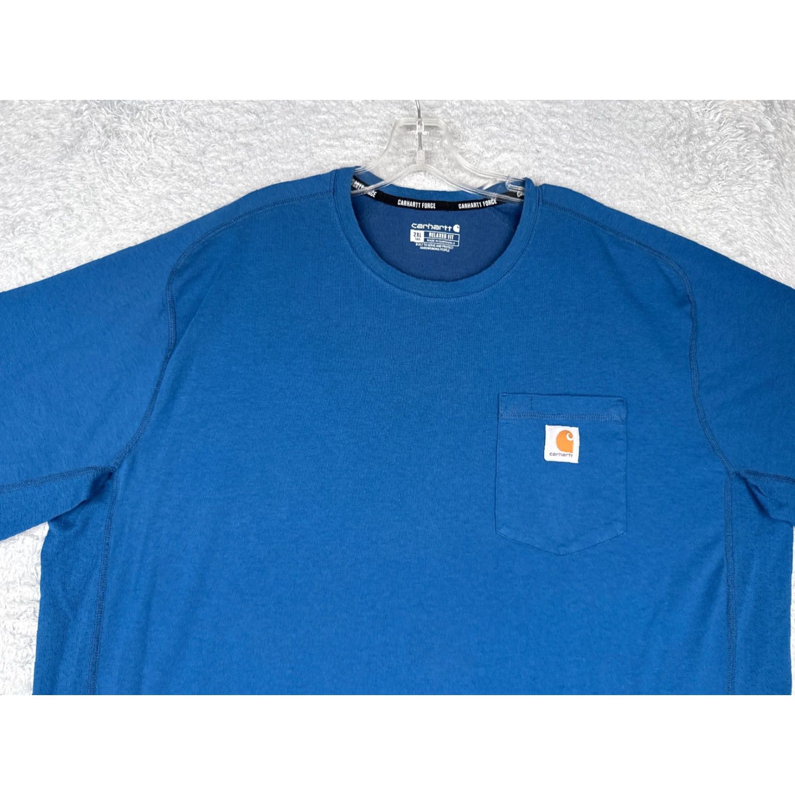 Carhartt Carhartt Men 2XT Shirt Blue Crew Pocket T-Shirt Workwear Polyester Blend K87 Big & Tall Read Size US XXL / EU 58 / 5 - 4 Thumbnail