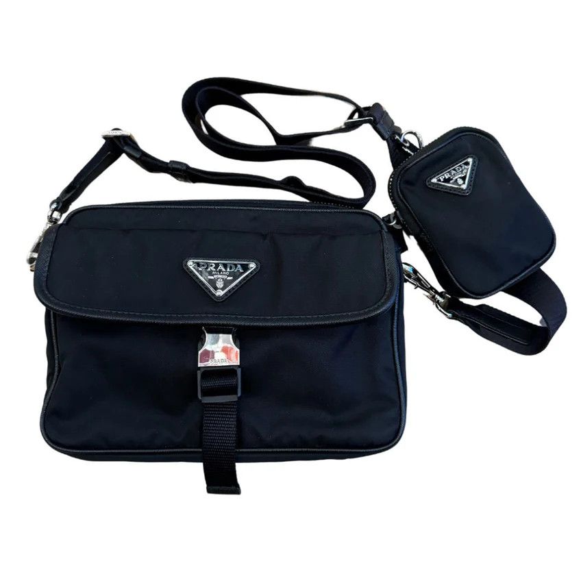 Prada Prada Re-Nylon and Saffiano Leather Shoulder Bag Black Size ONE SIZE - 2 Thumbnail