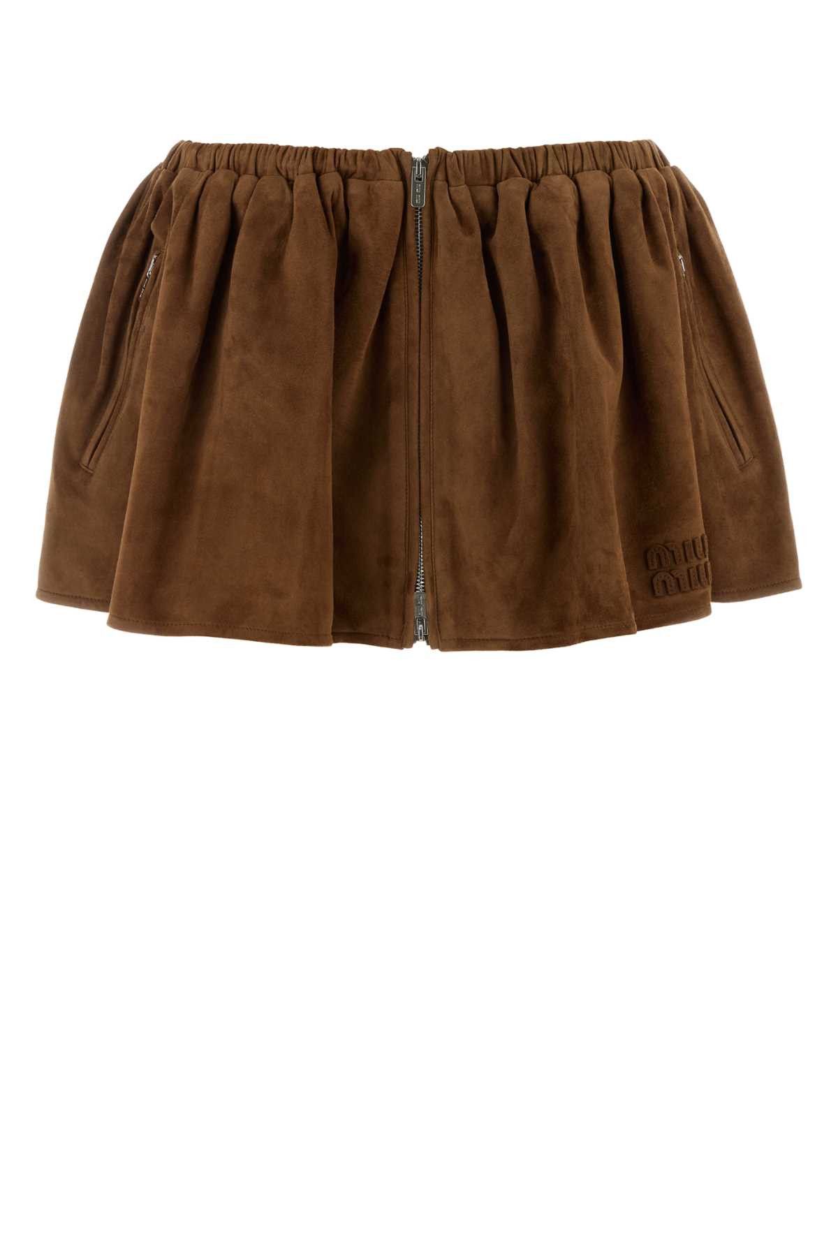 Miu Miu Camel Suede Mini Skirt Size 27" / US 4 / IT 40 - 1 Thumbnail