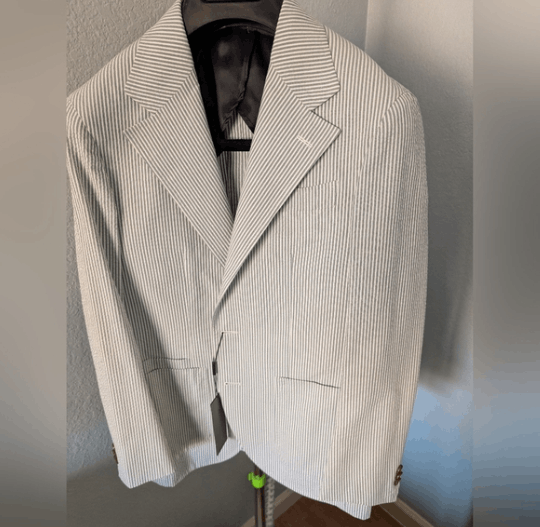 Green stripe seersucker sportcoat 36S