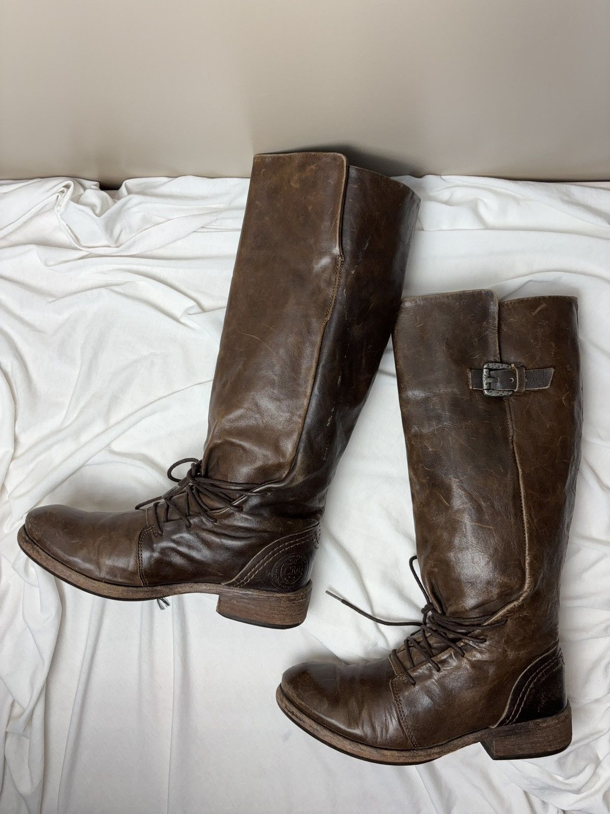 Leather LEATHER BONDAGE MOTO BOOTS LACE UP Size US 7 / IT 37 - 3 Thumbnail