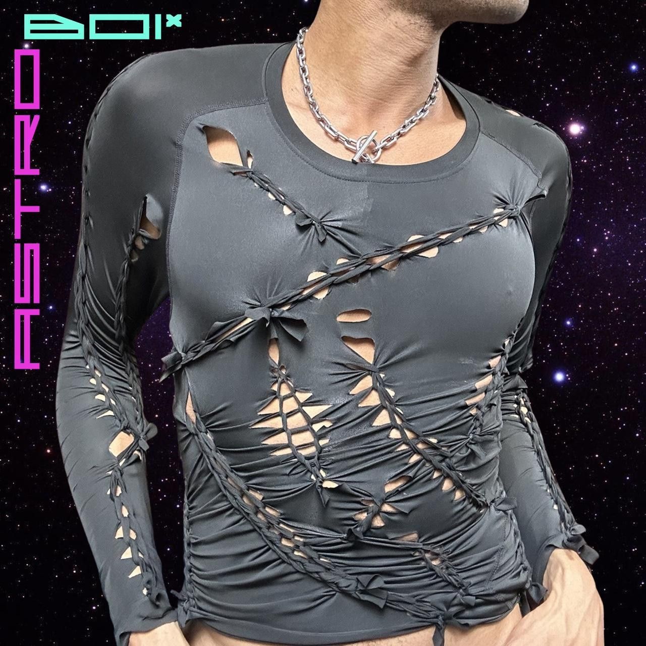 Other ASTROBOI* 'LEO' Black braided twist Compression Top - Large Size US L / EU 52-54 / 3 - 3 Thumbnail