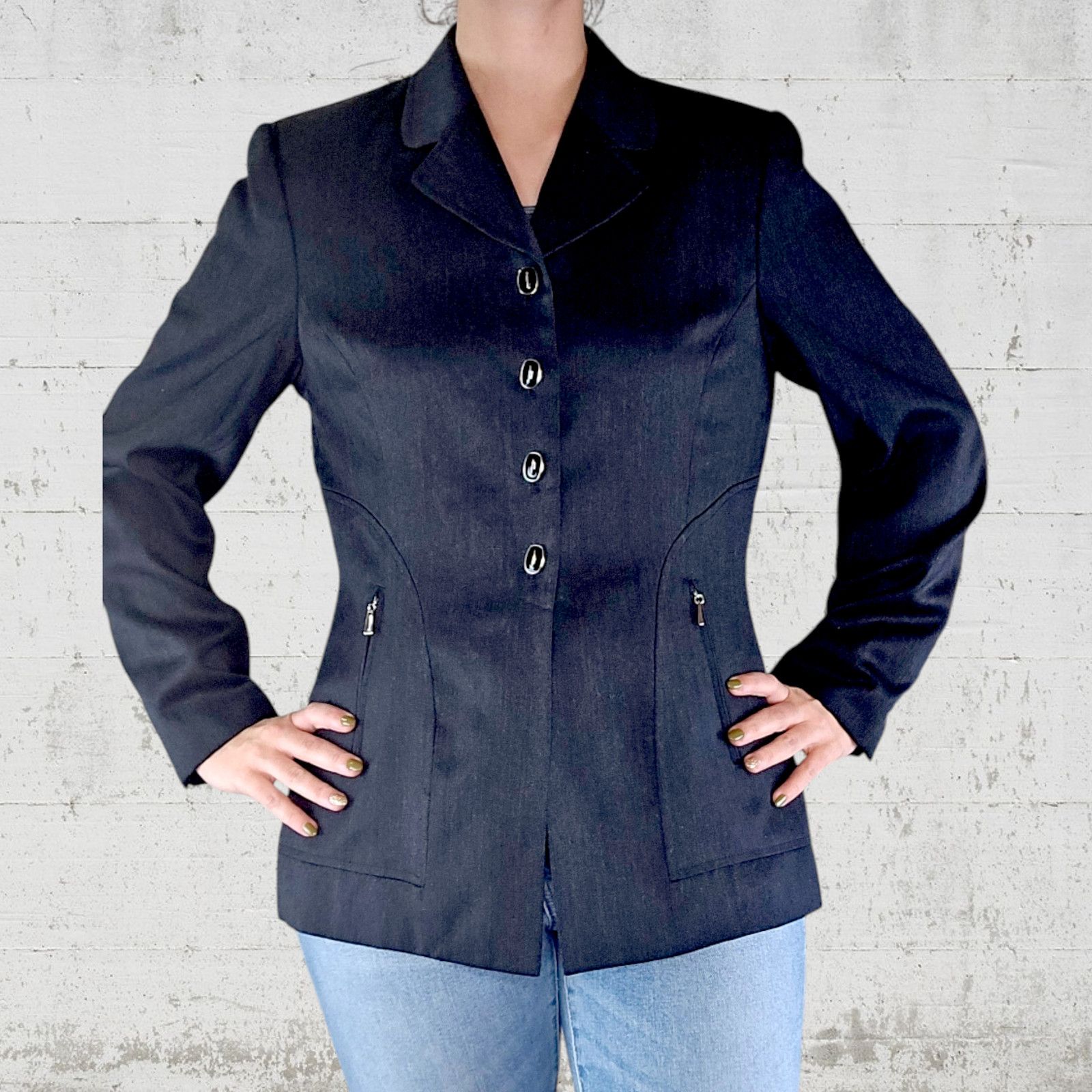 Albert Nipon Albert Nipon 80s Wool Blazer Charcoal Size 10 Size L / US 10 / IT 46 - 13 Thumbnail
