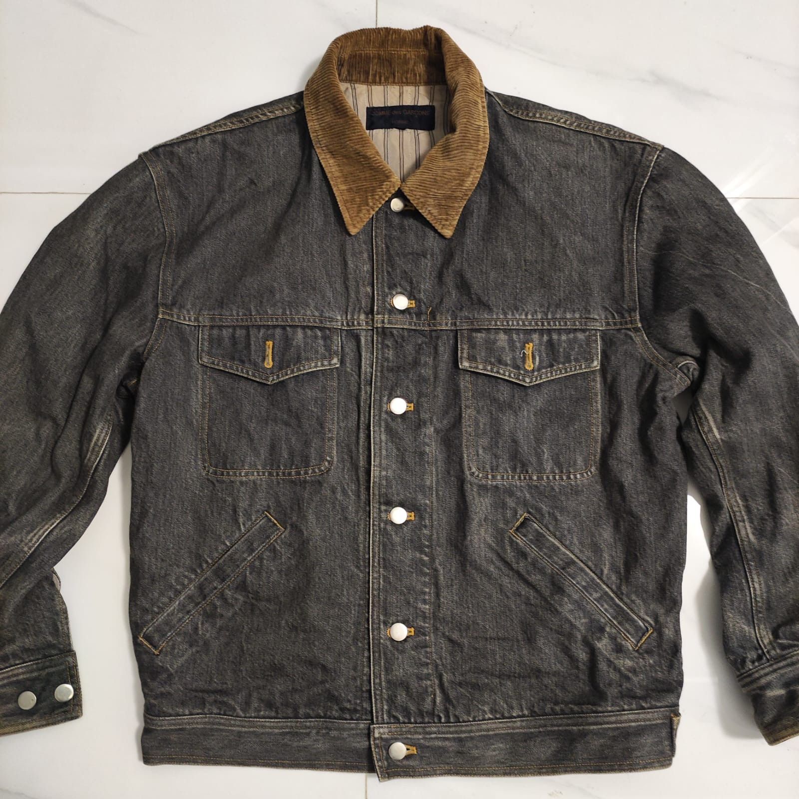image of Comme Des Garcons Denim Jacket in Black, Men's (Size Medium)