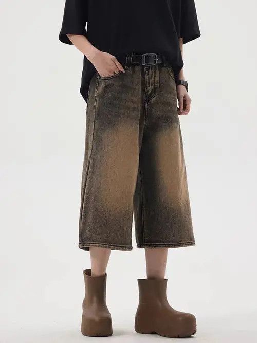 VIBE Vintage wide-leg wasteland style washed loose denim shorts Size US 30 / EU 46 - 1 Preview