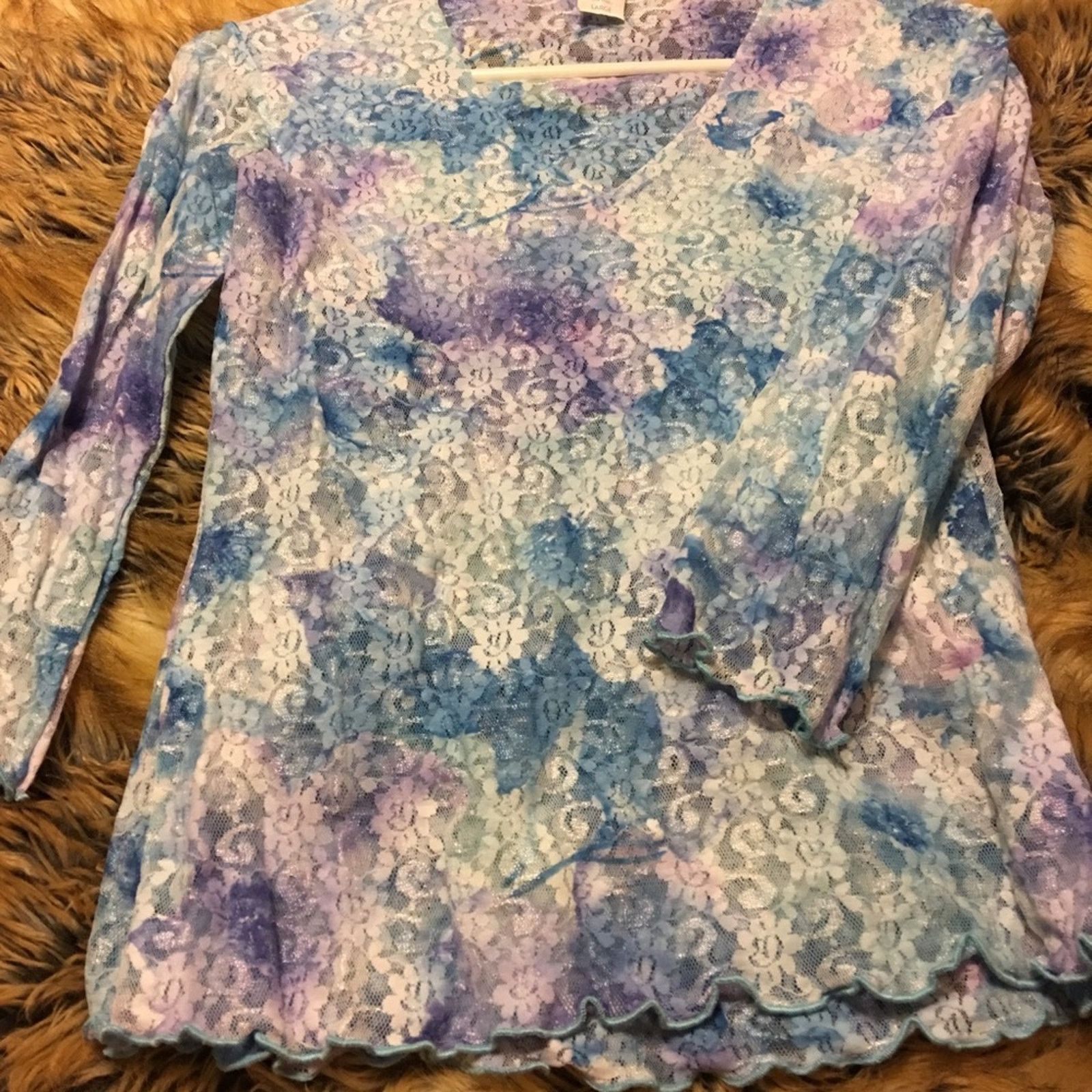 Other PO pastel tone lace lightweight stretch top Size L / US 10 / IT 46 - 5 Thumbnail