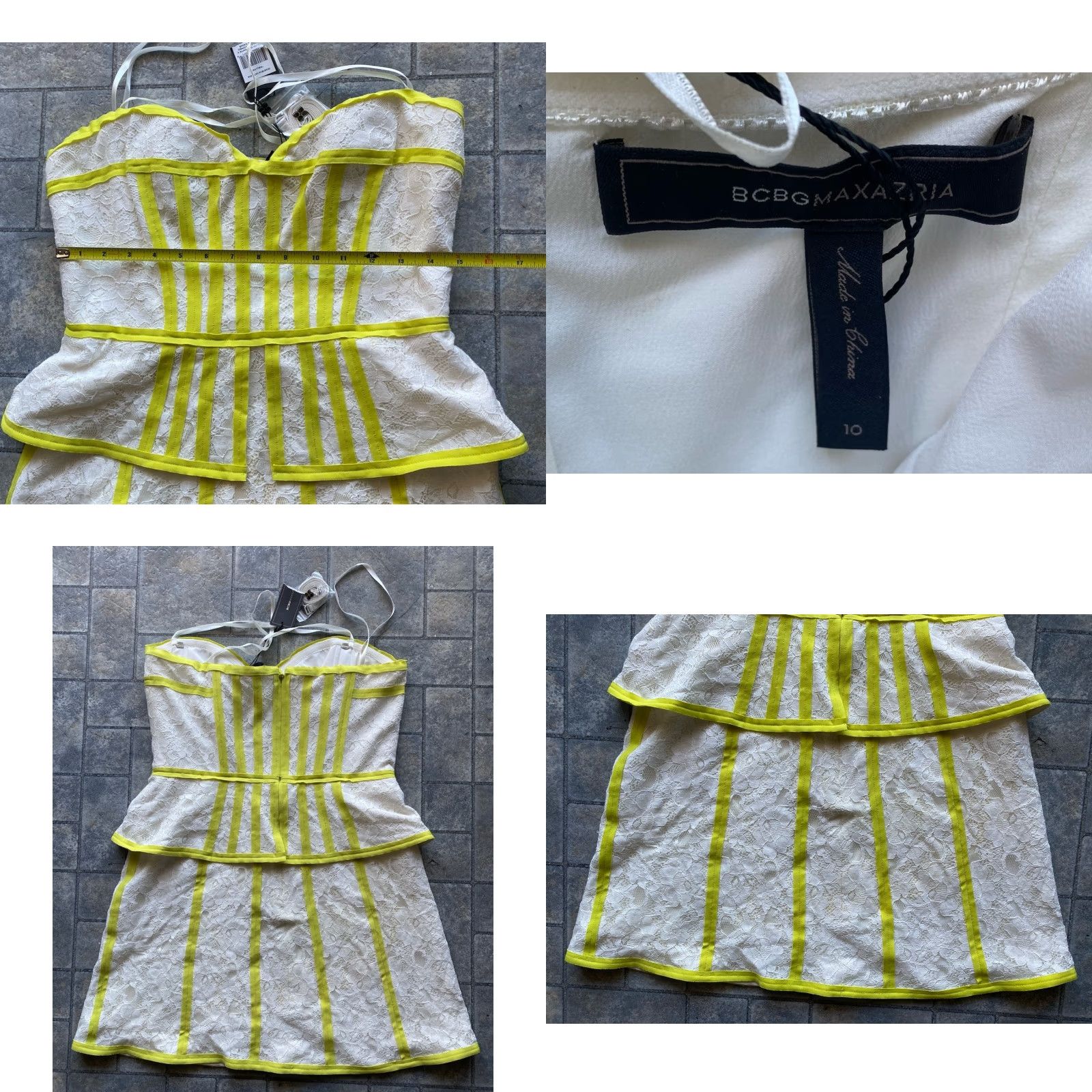 Bcbgmaxazria BCBGMAXAZRIA Kellyn Mini Dress SIZE 10 Bustier White Yellow Straps NEW NWT Womens Dress Mini Short Sleeveless Strap White Yellow 10 NWT Size L / US 10 / IT 46 - 8 Thumbnail