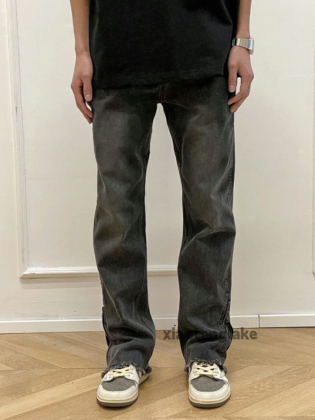 Jean × Vintage washed faded zipper utility punk grunge flared jeans Size US 40 / EU 56 - 3 Thumbnail