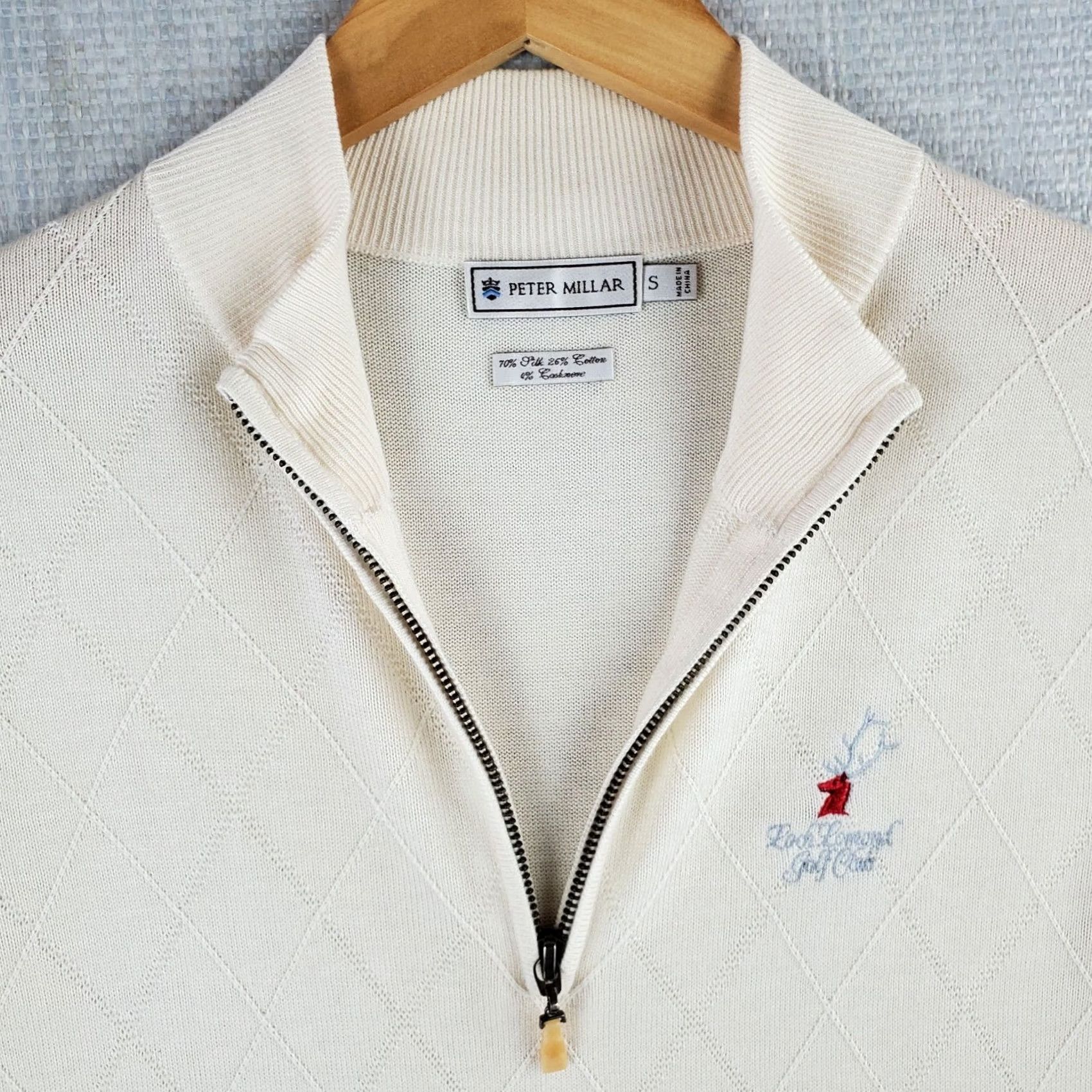 Peter Millar VINTAGE Rare Peter Millar Loch Lomond Golf Club Silk/Cotton/Cashmere Diamond Woven 1/4 Zip Sweater Vest Size US S / EU 44-46 / 1 - 3 Thumbnail