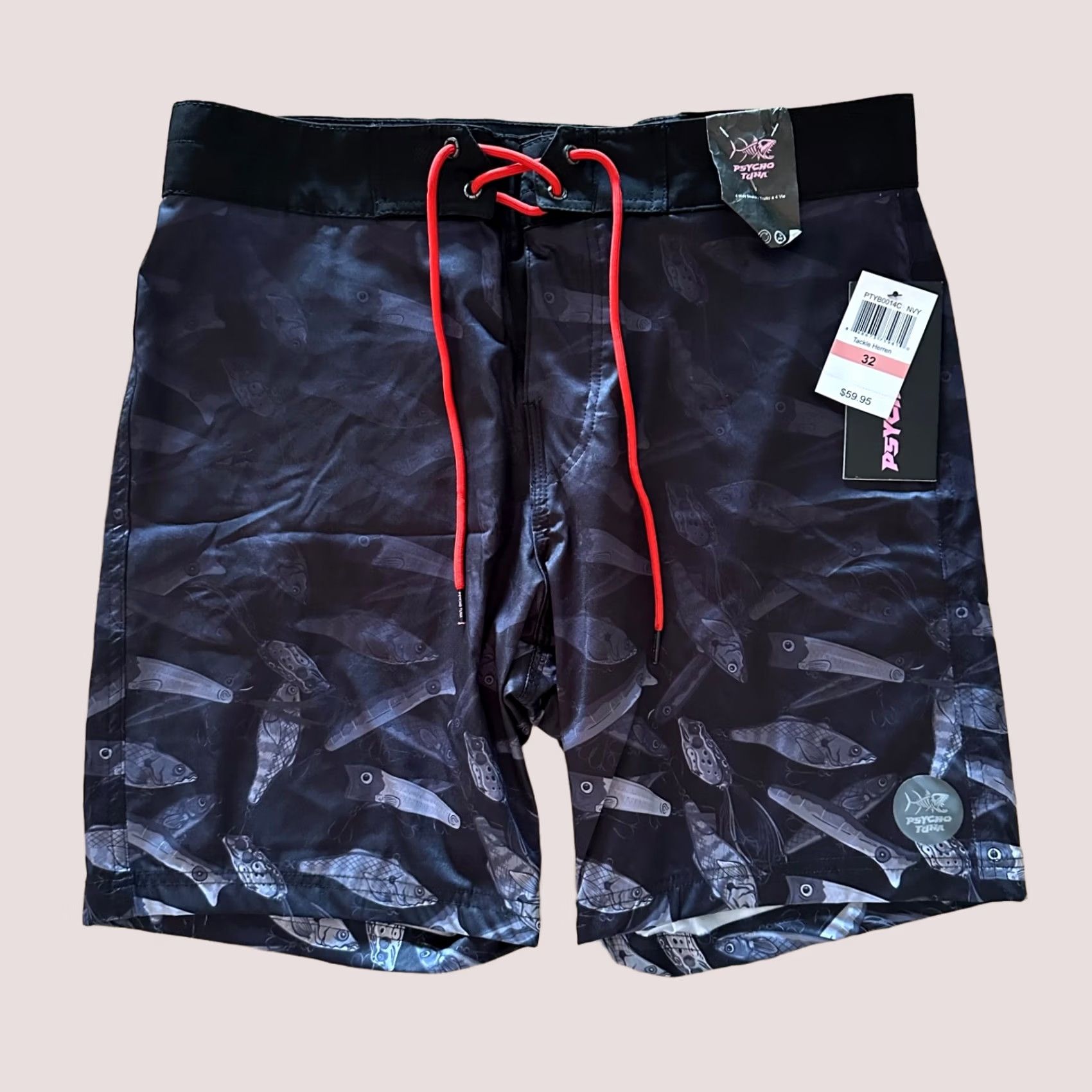 Vintage Psycho Tuna Boardshorts Mens 32 Black Navy w/ Stretch Size US 32 / EU 48 - 1 Thumbnail