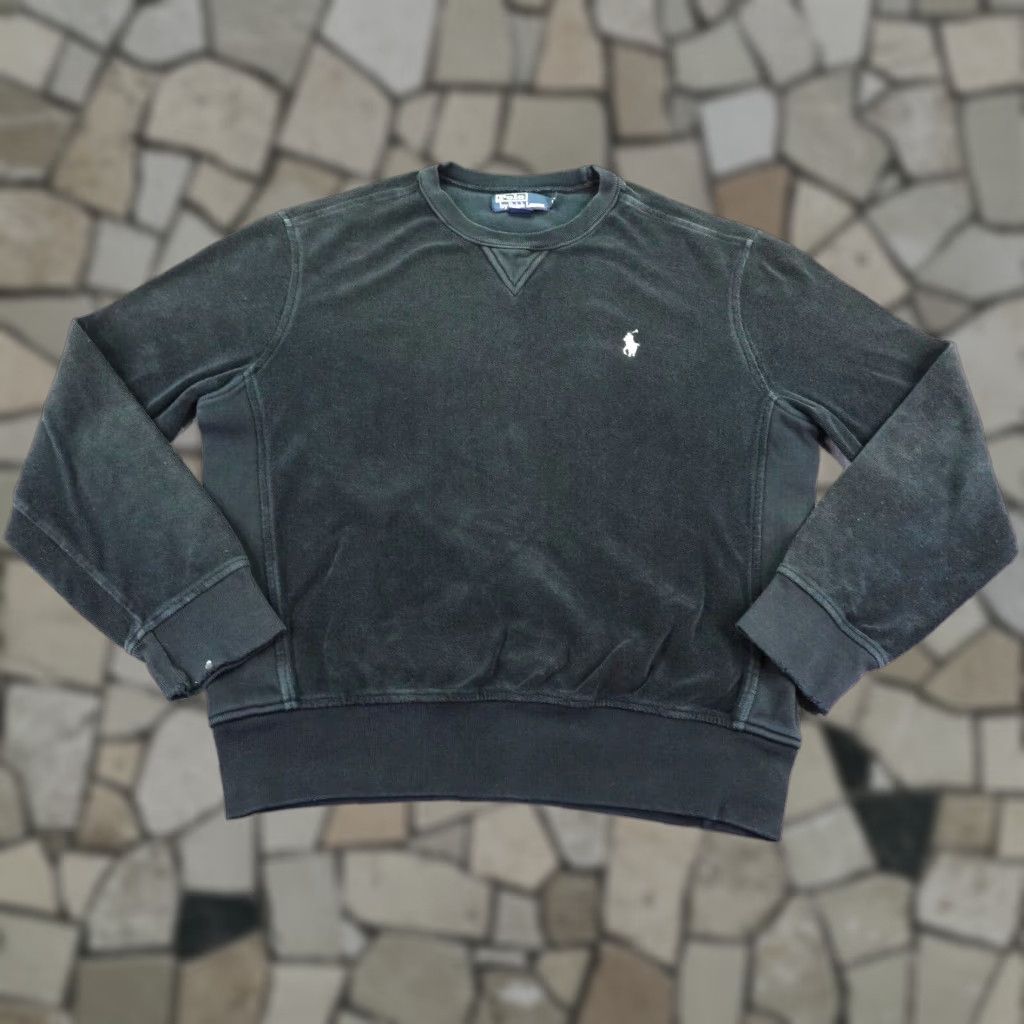 Polo Ralph Lauren Vintage Polo Ralph Lauren Sweatshirt Men Medium Black Velour Logo Crewneck Y2K Size US M / EU 48-50 / 2 - 1 Thumbnail