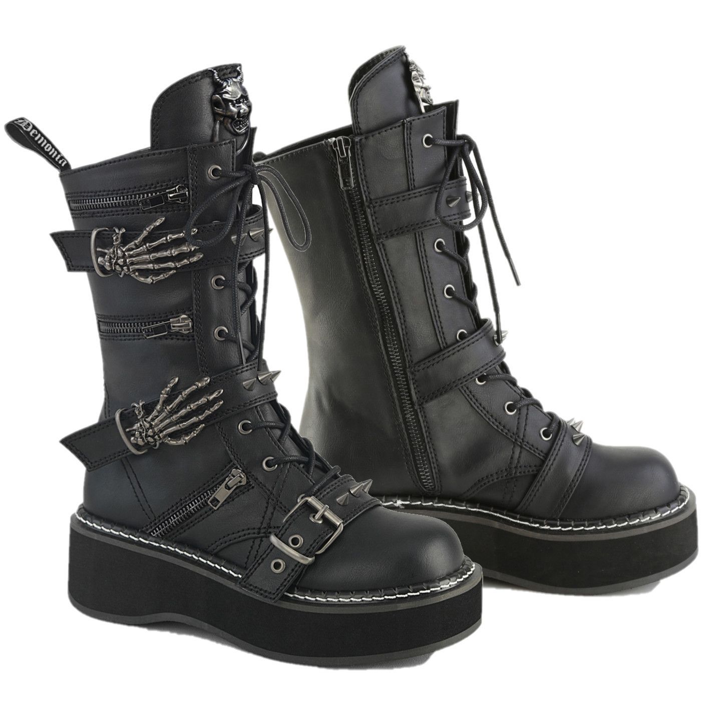 Other Cryptic Goth Platform Combat Boots Skeleton Buckle Straps Em Size US 7 / IT 37 - 2 Thumbnail