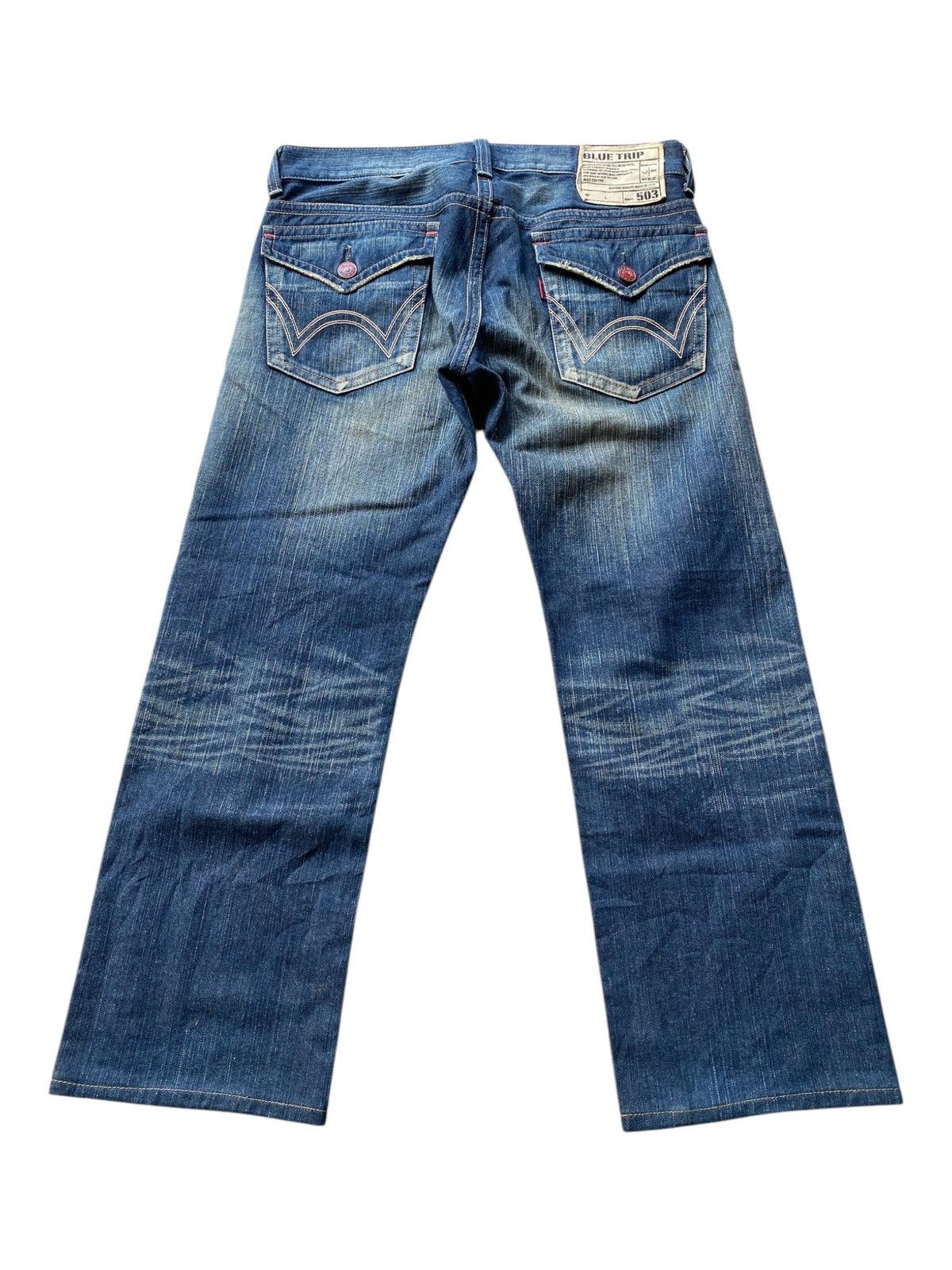 Edwin × Japanese Brand Edwin Blue Trip flared distressed jeans Size US 34 / EU 50 - 2 Thumbnail