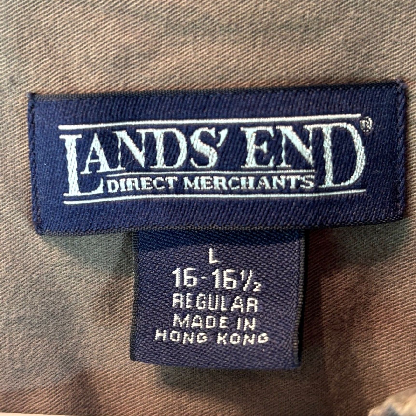 Lands' End VINTAGE Lands' End Direct Merchants Heavyweight Cotton Shirt L Brown Men’s L Long Sleeve Regular 100% Cotton Earth Tone Back Shoulder Pleat 1990s Size US L / EU 52-54 / 3 - 2 Thumbnail