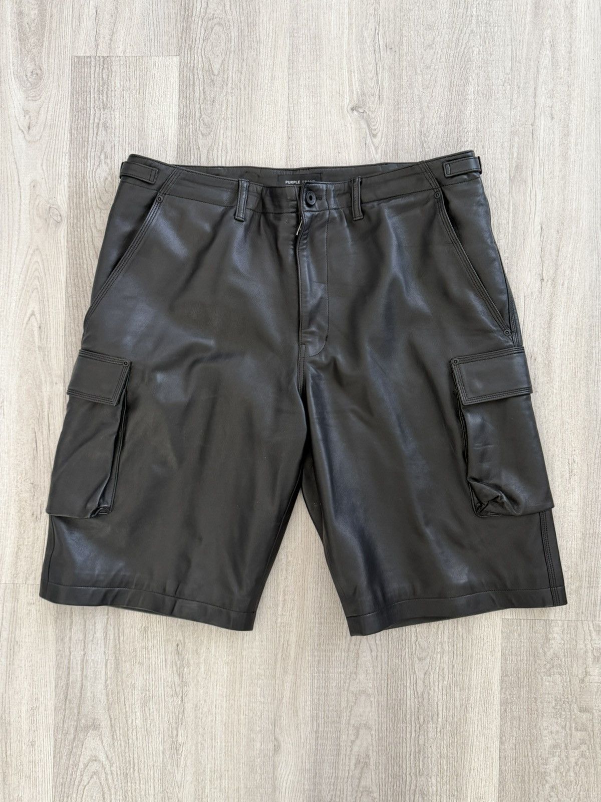 Purple Brand Purple Brand Leather Cargo Shorts Authentic 36 Size US 36 / EU 52 - 2 Thumbnail