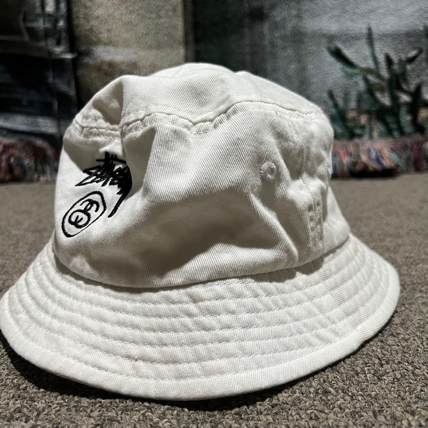 Stussy Bungeoji bucket hat White