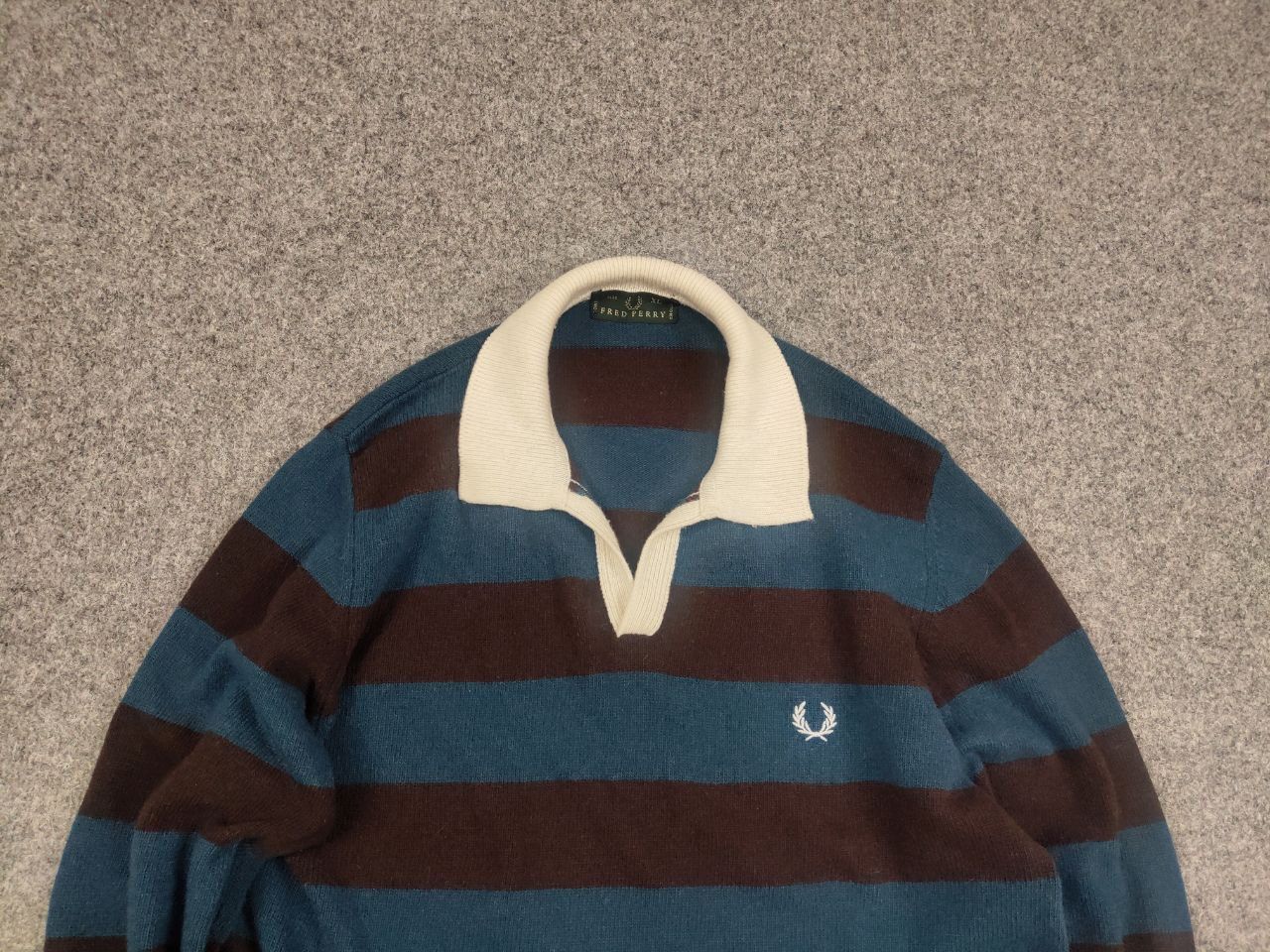 Fred Perry Vintage Fred Perry Raf Simons Style Wool Striped Sweater Size US L / EU 52-54 / 3 - 4 Thumbnail