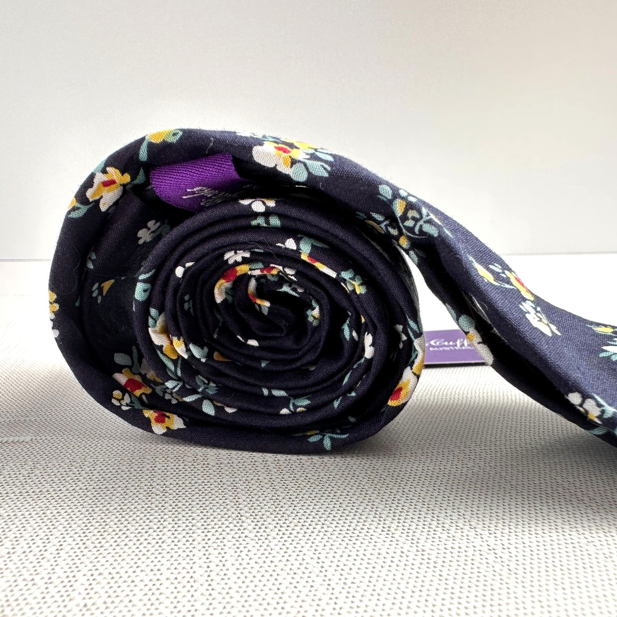 Other AusCufflinks Men’s Tie NWT Navy Cotton Floral Print Handmade Size ONE SIZE - 7 Thumbnail