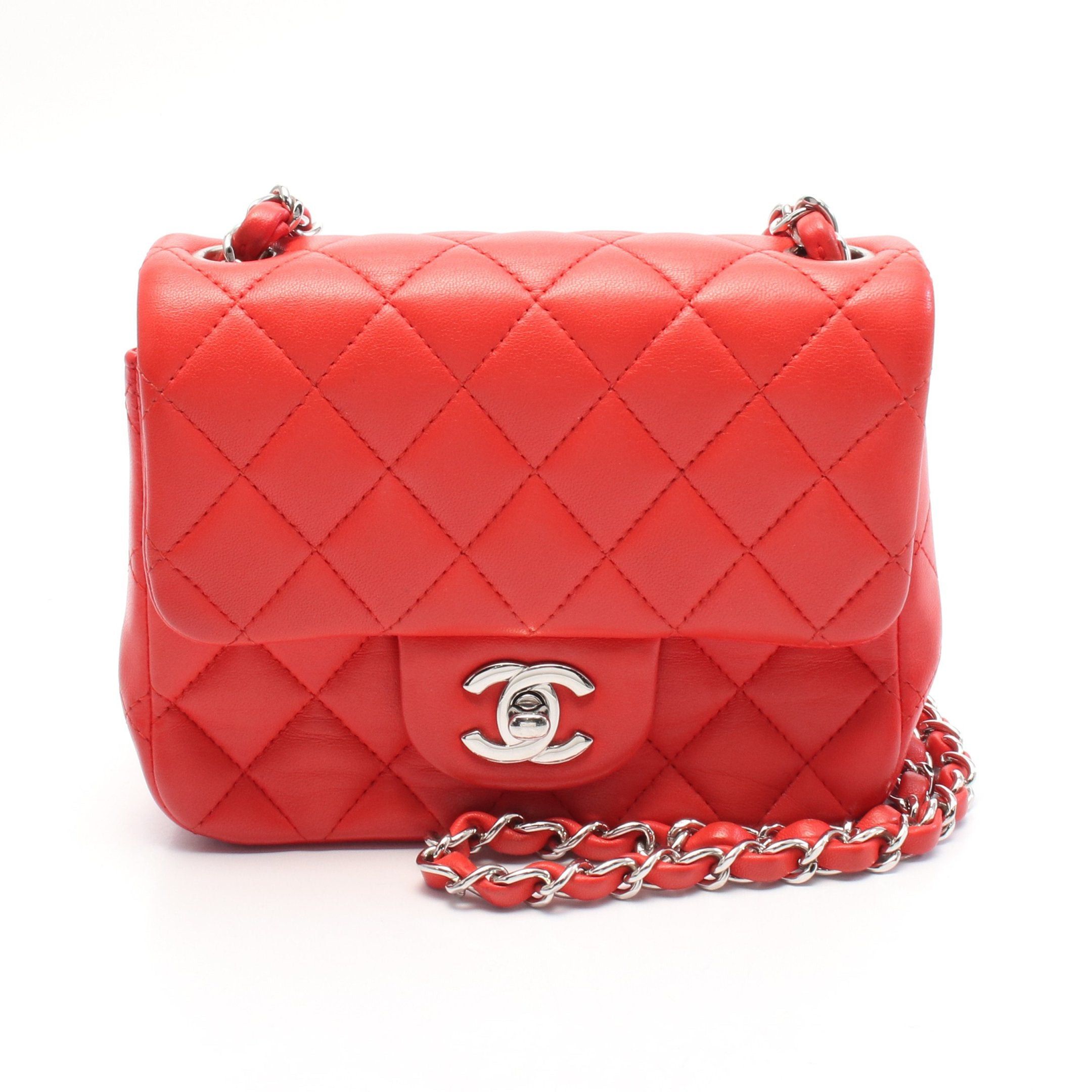 Chanel Chanel Mini Matelasse Chain Shoulder Bag Leather Red Silver Hardware Size ONE SIZE - 1 Thumbnail