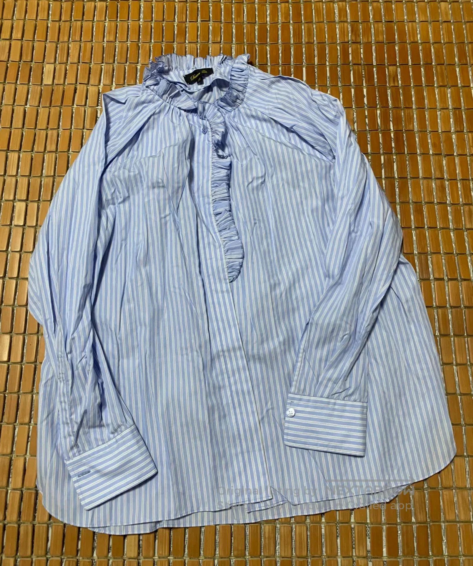 Vintage Ruched Collar Striped Shirt. Size S / US 4 / IT 40 - 2 Thumbnail
