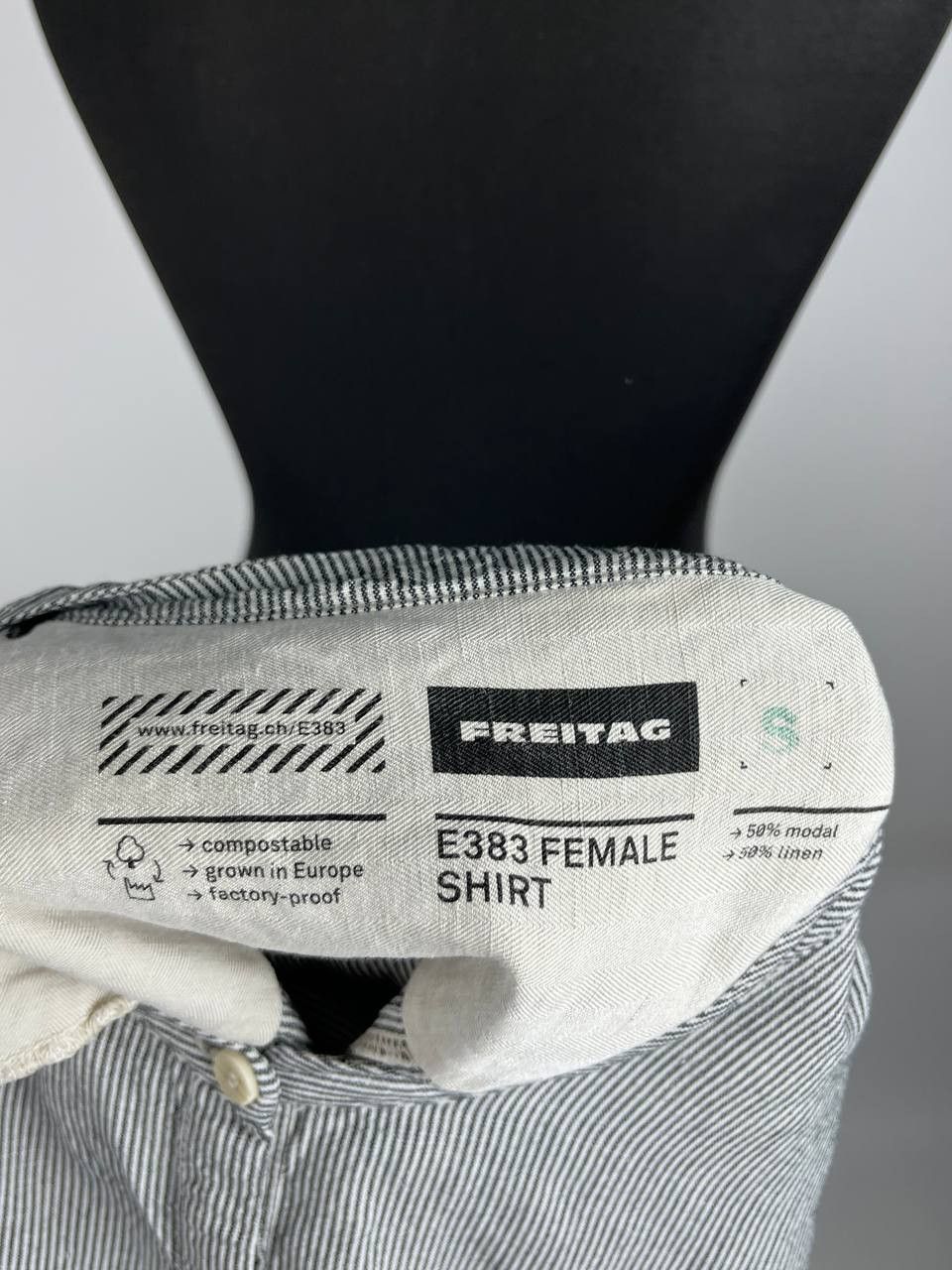 Freitag Freitag E383 Female Striped Blue Short Slivees Shirt Size S Size S / US 4 / IT 40 - 6 Thumbnail