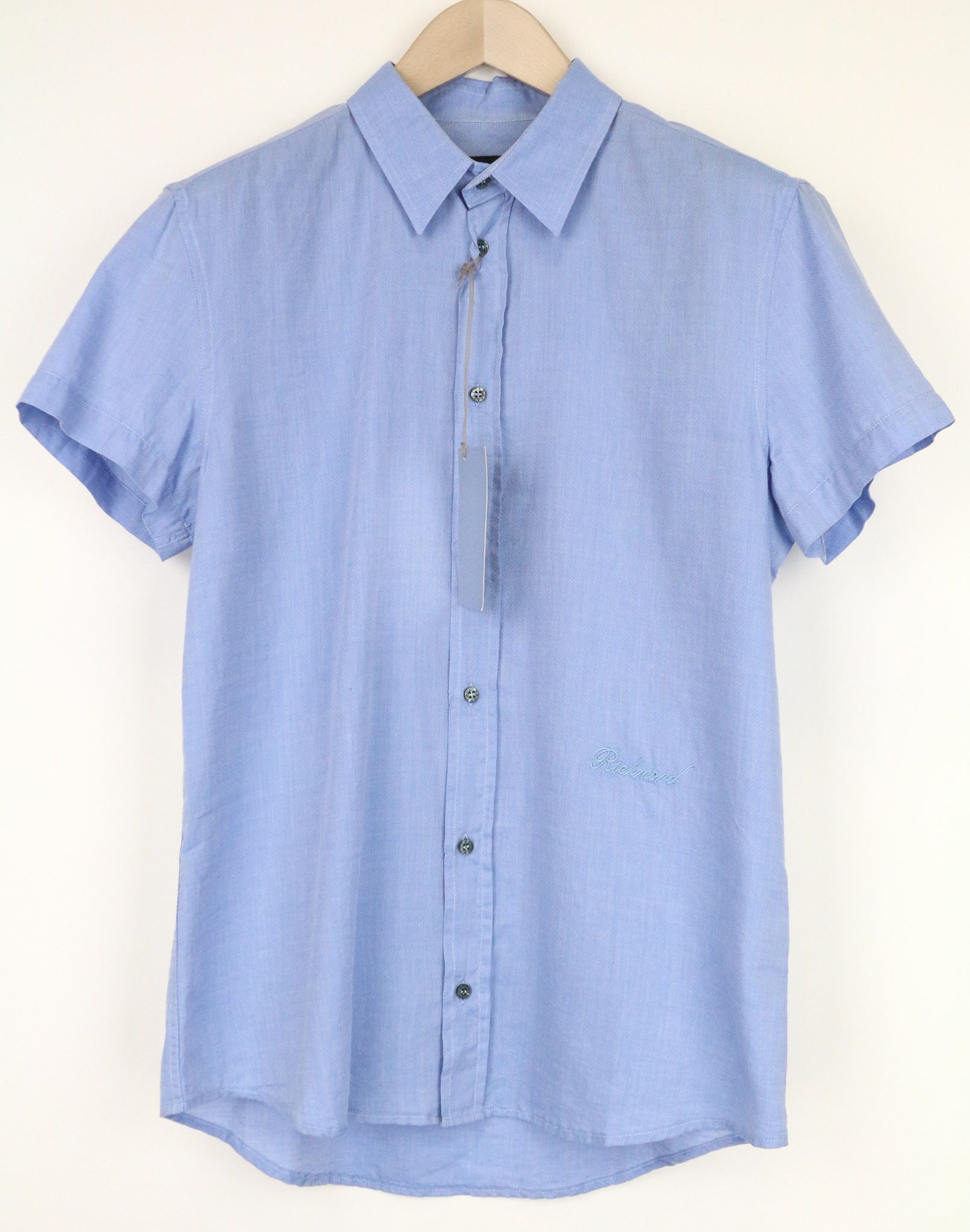 John Richmond EU48 Blue Cotton Short Sleeve Shirt 75173 Size US XXL / EU 58 / 5 - 1 Thumbnail