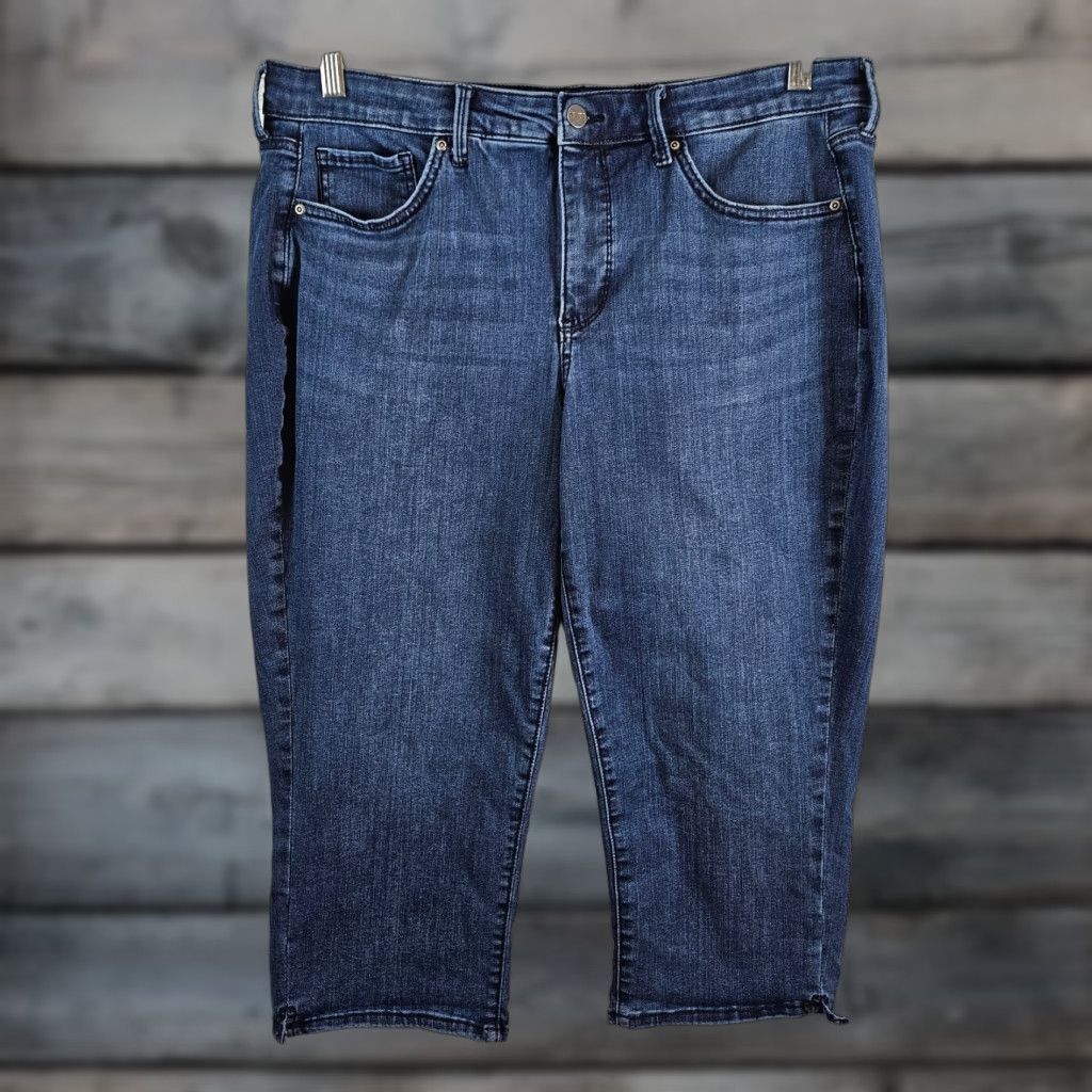 NYDJ NYDJ Curves 360 Womens Cropped Jeans Size 16 Blue High Rise Cotton Blend Denim 20in Inseam Size 38" / US 16 / IT 52 - 1 Thumbnail