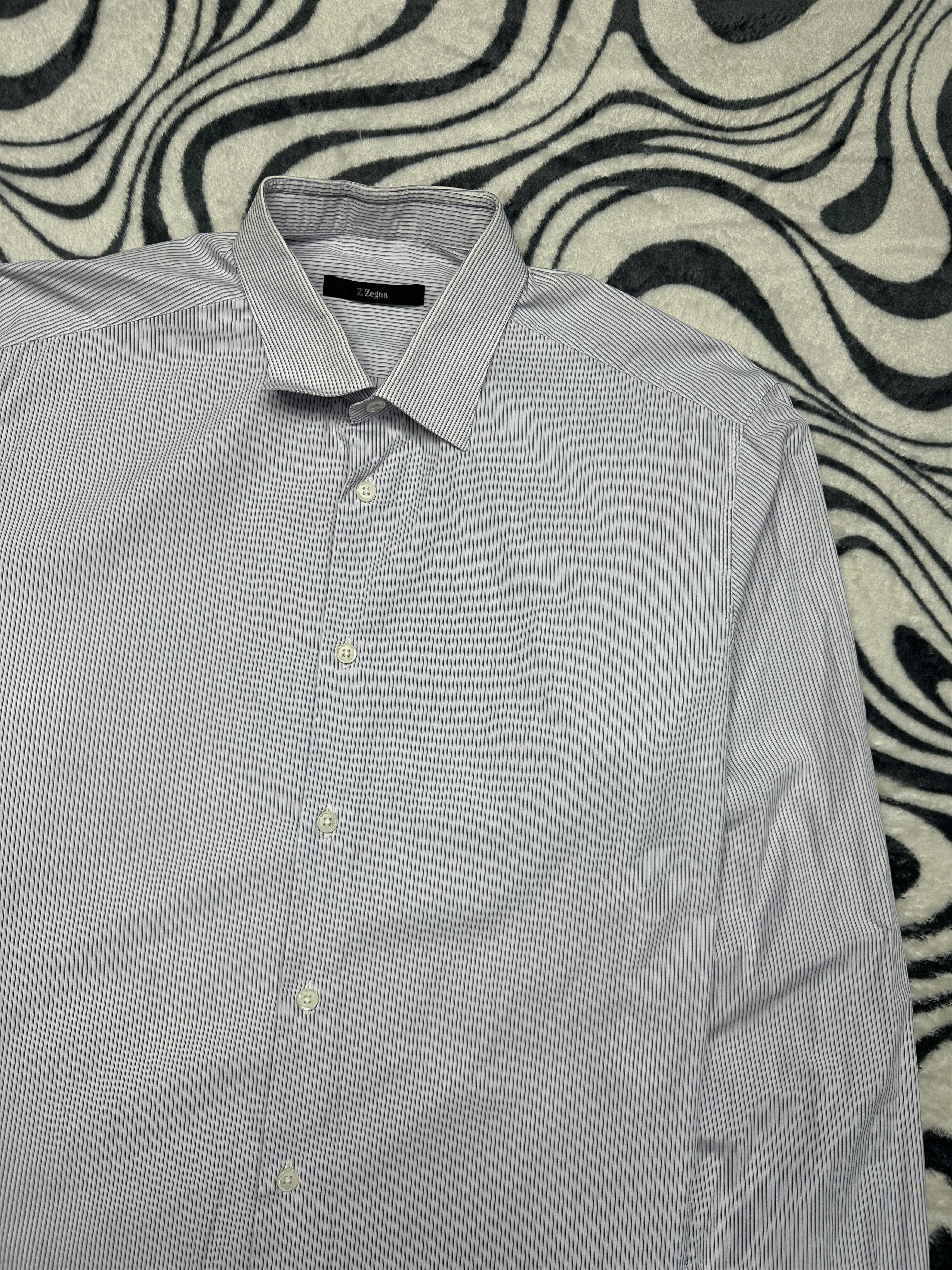 Z Zegna Z Zegna Mens Long Sleeve Striped Shirt Ermenegildo Zegna Size US L / EU 52-54 / 3 - 2 Thumbnail