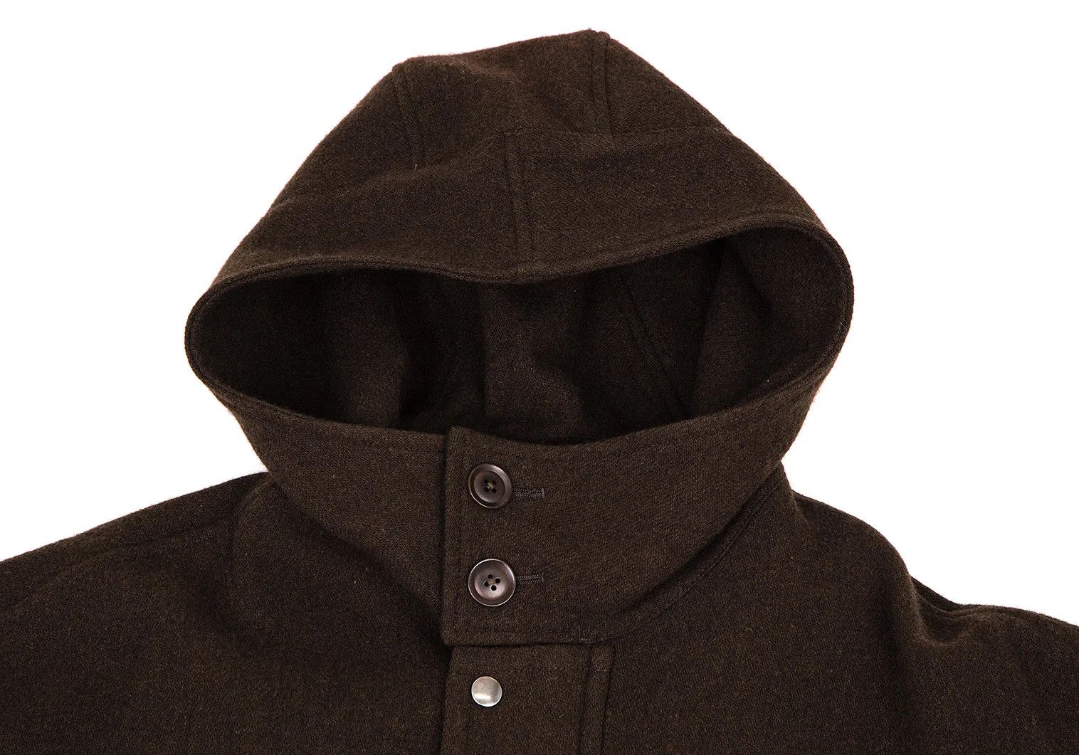 Yohji Yamamoto Blended Wool Doleman Hooded Coat in Dark Brown Size US L / EU 52-54 / 3 - 3 Thumbnail