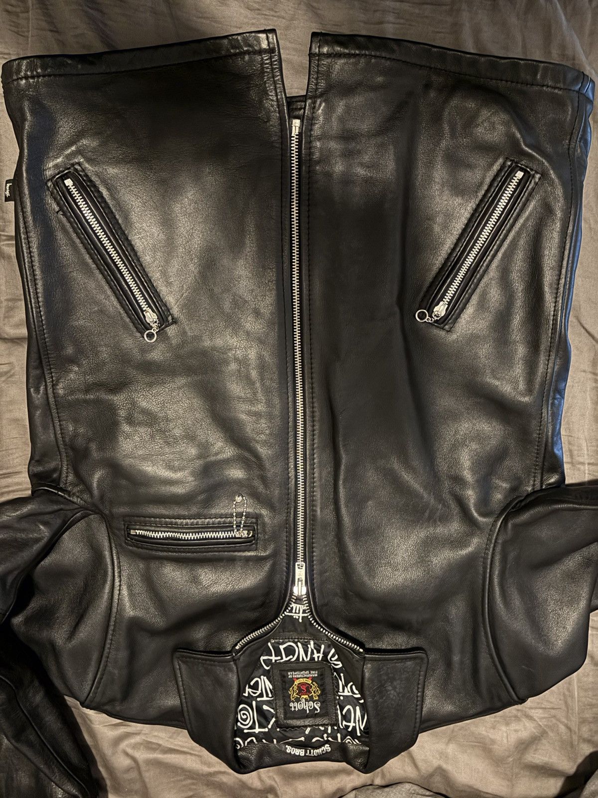 RARE STUSSY X SCHOTT NYC 2014 CLASSIC TRUCK JACKET DAMAGED!