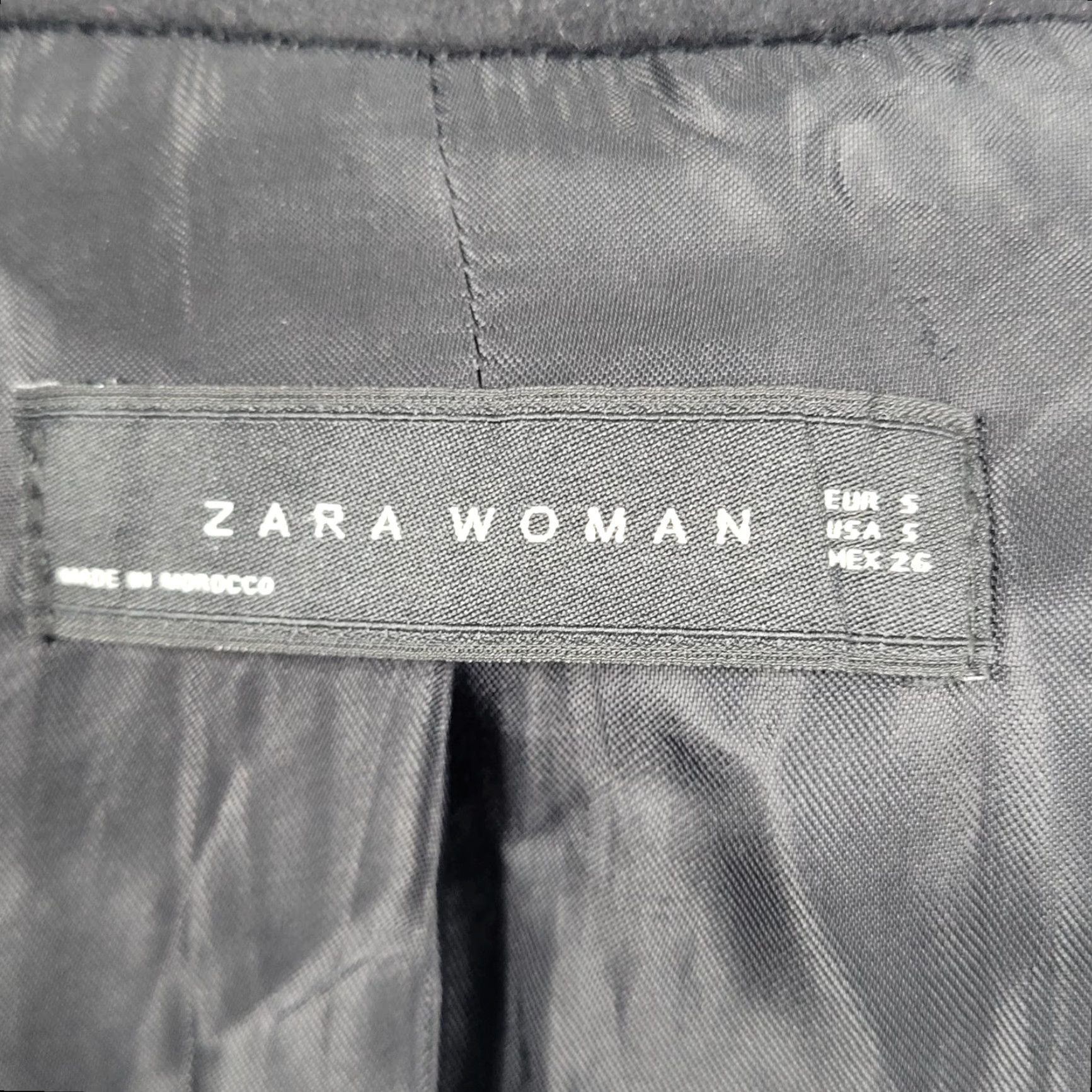 Zara Zara Woman Black Wool Blend Double Breasted Peak Blazer Jacket Pea Coat S Size S / US 4 / IT 40 - 3 Thumbnail