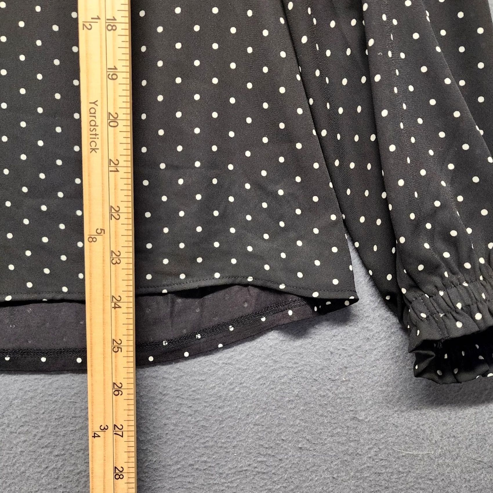 Loft VINTAGE LOFT Blouse Womens Large Petite Black Polka Dot Tie Neck Long Sleeve Office Size L / US 10 / IT 46 - 5 Thumbnail