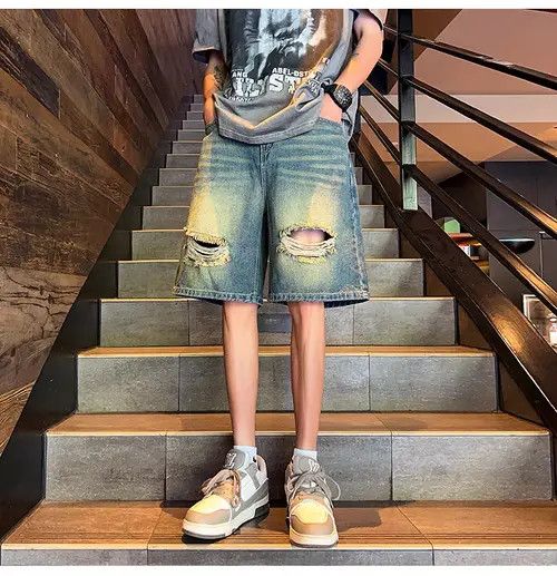 Japanese Brand Blue High Street Vintage Loose Fit Denim Shorts Size US 28 / EU 44 - 5 Thumbnail