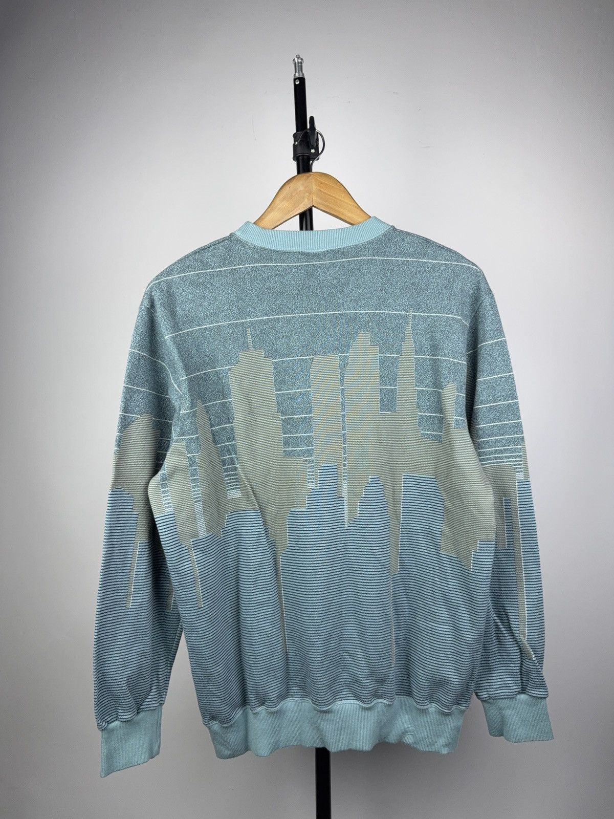 Jockey Vintage 00s Jockey Skyline Knit Sweater Blue City Pattern Size US M / EU 48-50 / 2 - 10 Thumbnail