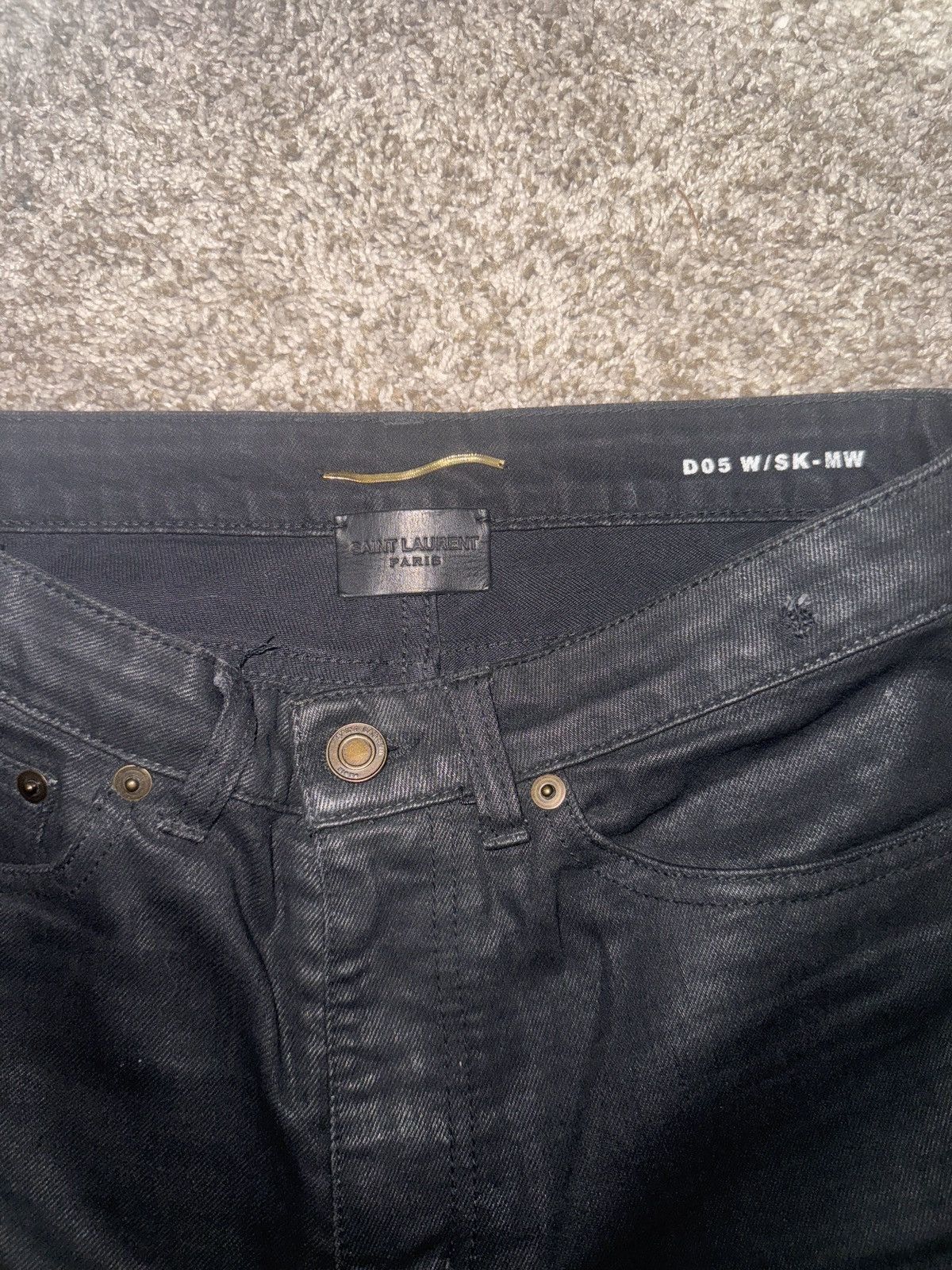 Saint Laurent Paris Saint Laurent Waxed Raw Hem Jeans - SS13 Size US 29 - 2 Thumbnail