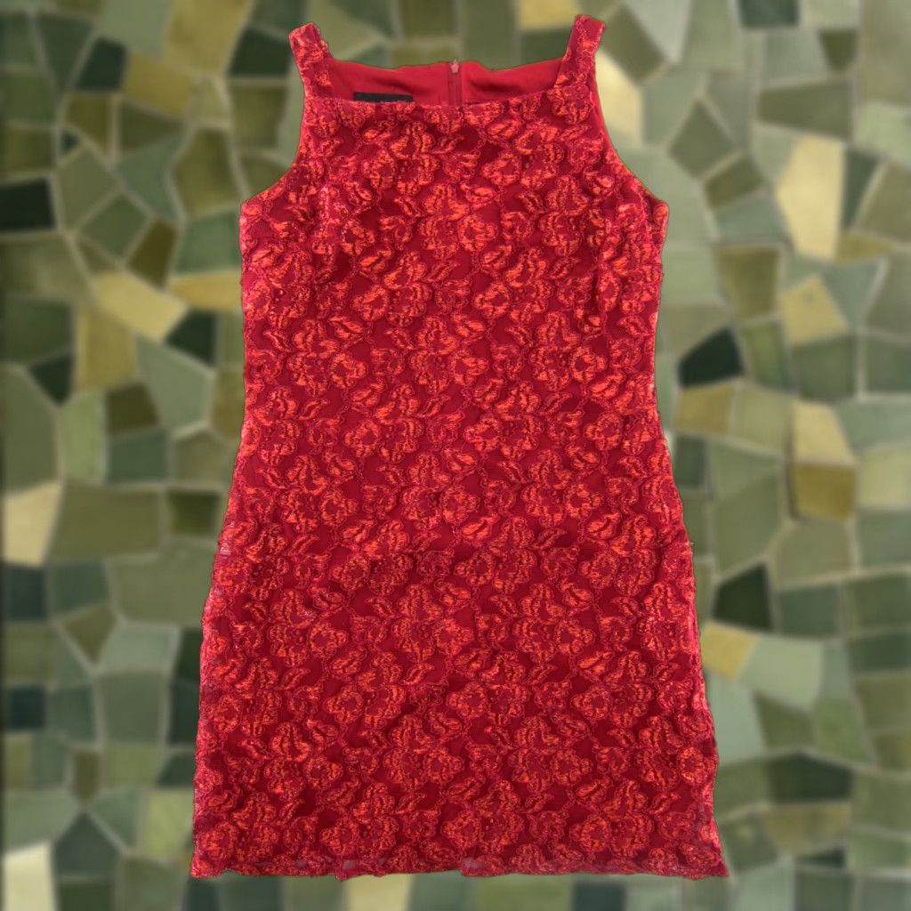 Vintage VINTAGE Scott McClintock Red Sparkly Metallic Floral Tank Party Prom Dress 12 Size XL / US 12-14 / IT 48-50 - 1 Thumbnail