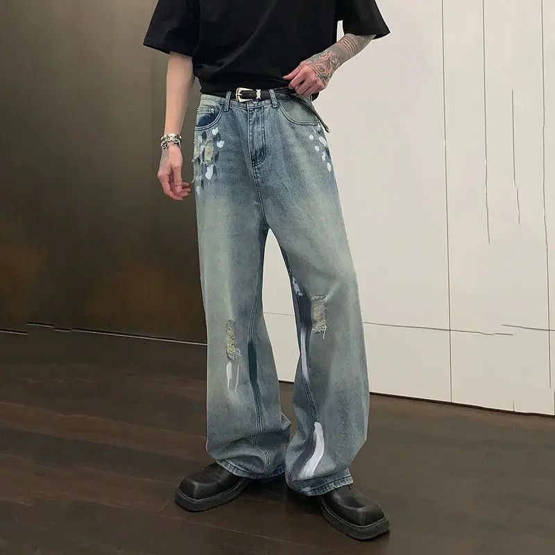 Japanese Brand × Vintage Niche Streetwear Straight Graffiti Jeans Size US 31 - 1 Thumbnail