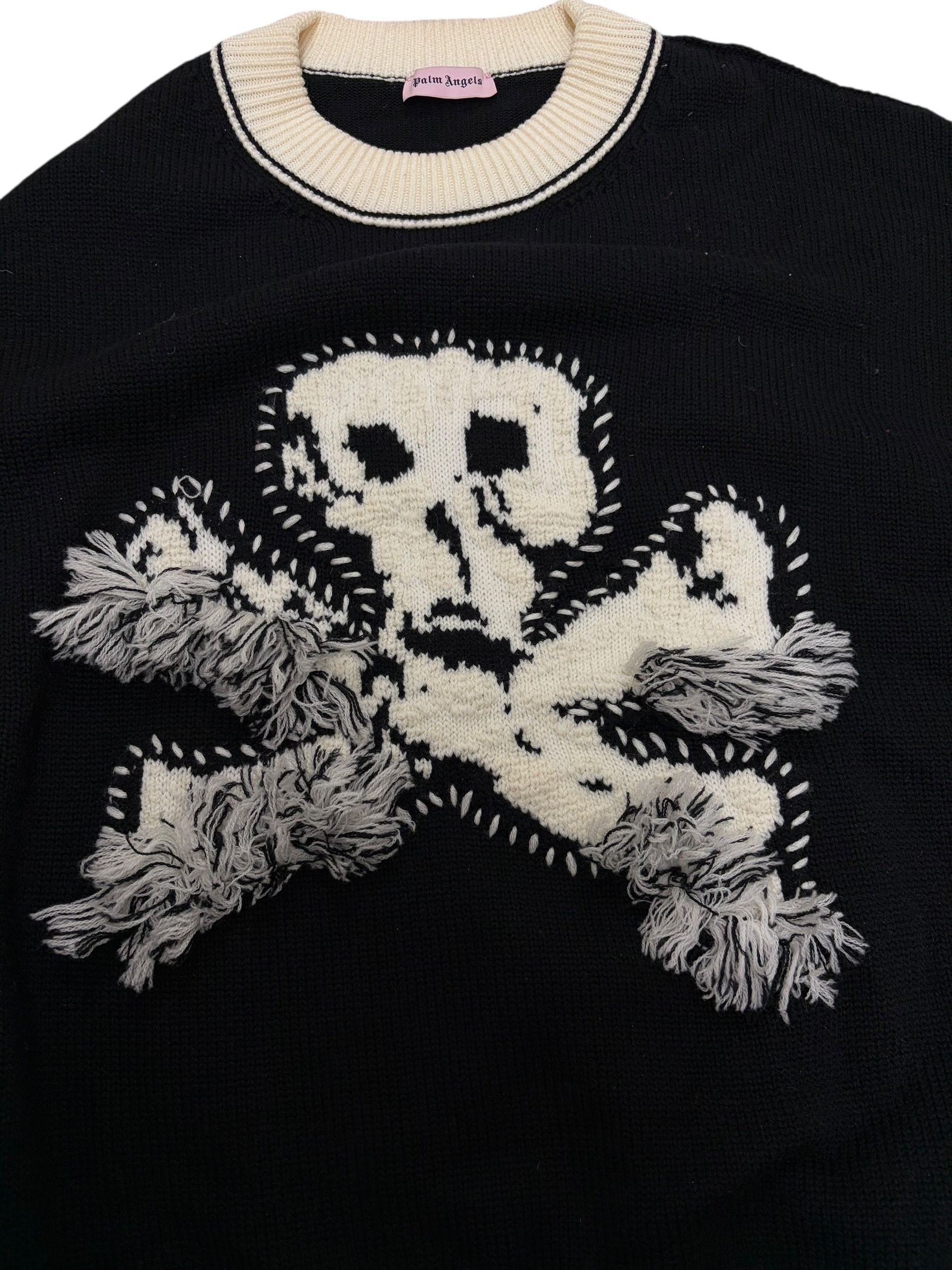 Palm Angels Palm Angels Black & White Skull Logo Wool Sweater Size US XL / EU 56 / 4 - 3 Thumbnail