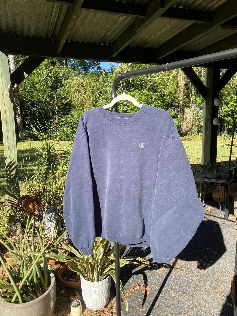 Champion Vintage Navy Weave Knit Champion Embroidery Sweater Medium Size US L / EU 52-54 / 3 - 2 Thumbnail