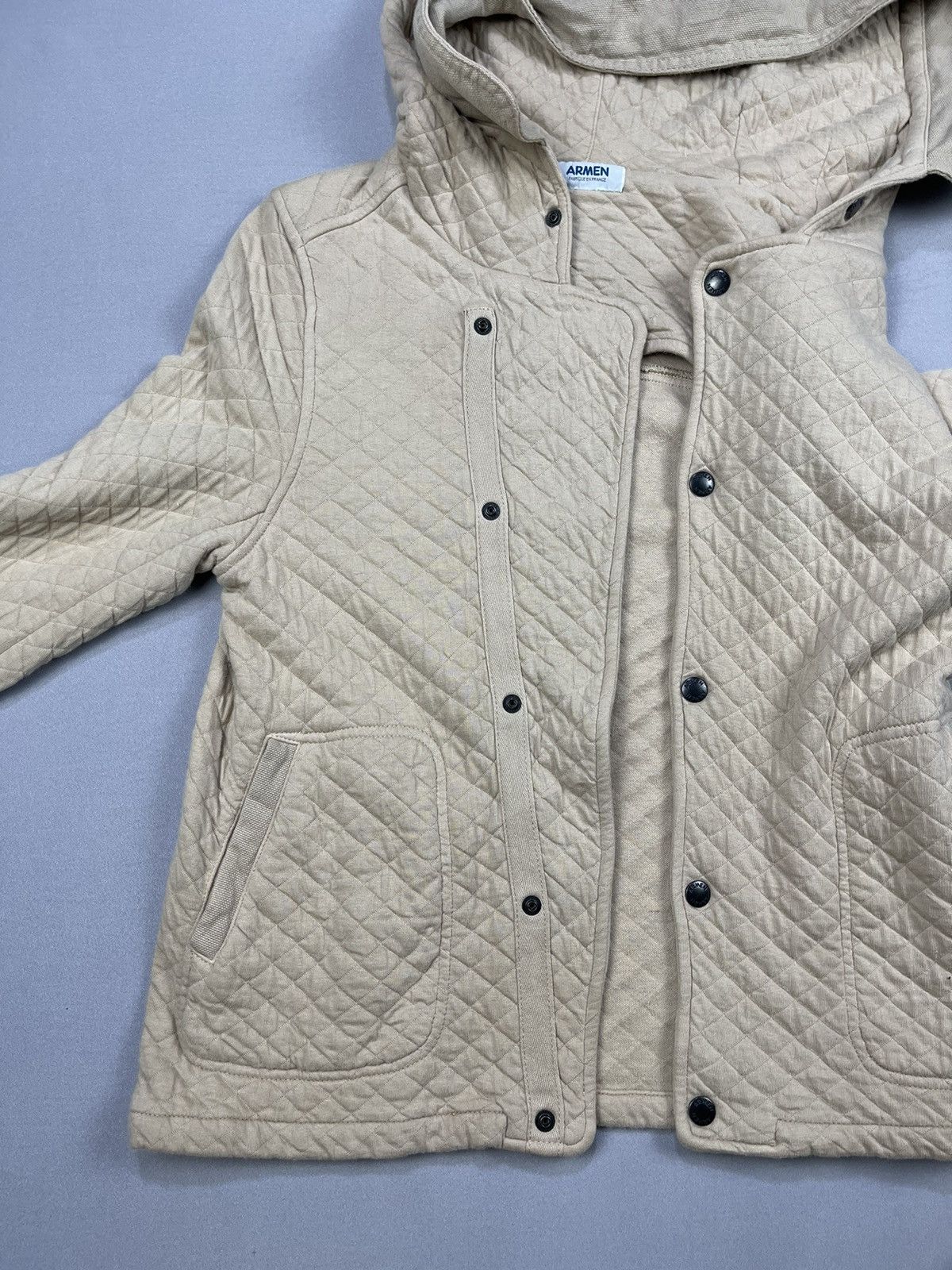 Vintage France Designer ARMEN Diagonal Button Up Quilted Hoodies Size M / US 6-8 / IT 42-44 - 7 Thumbnail