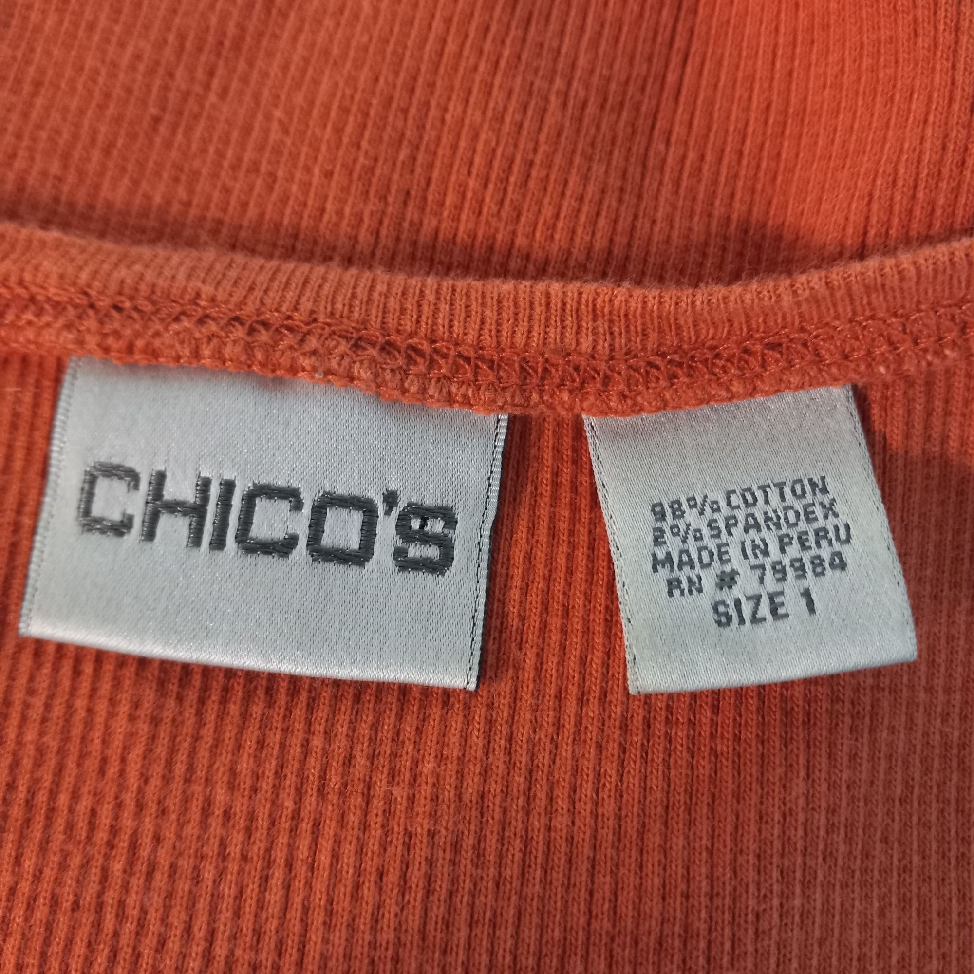 Chicos Chicos Size 1 M Tank Top Orange Sleeveless Ribbed Cotton Ble Size M / US 6-8 / IT 42-44 - 3 Thumbnail