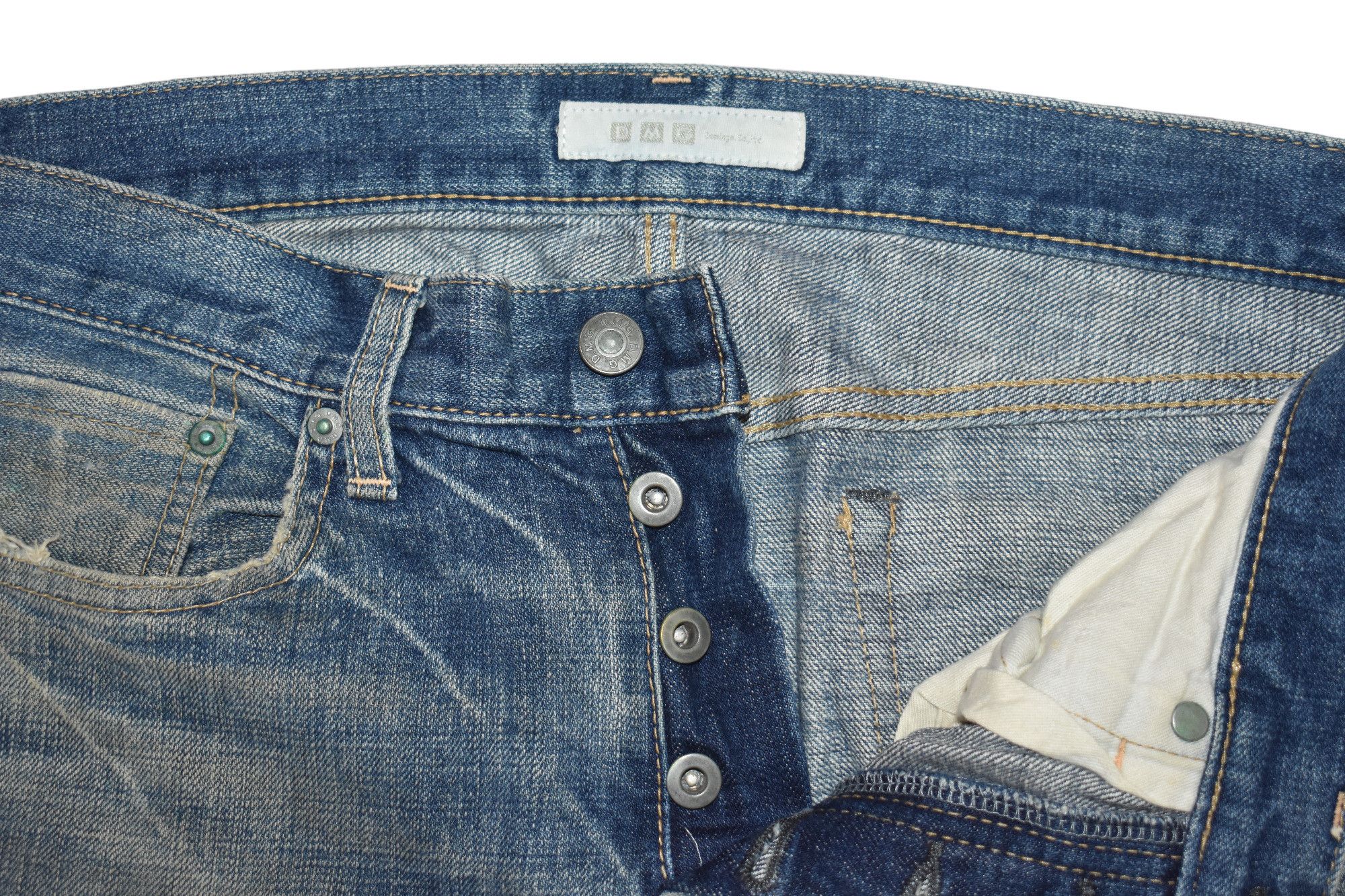 If Six Was Nine × Japanese Brand × Jean WIDE LEG 🔥 Domingo DMG Distress Blue Wash Jeans W30 Size US 30 / EU 46 - 5 Thumbnail