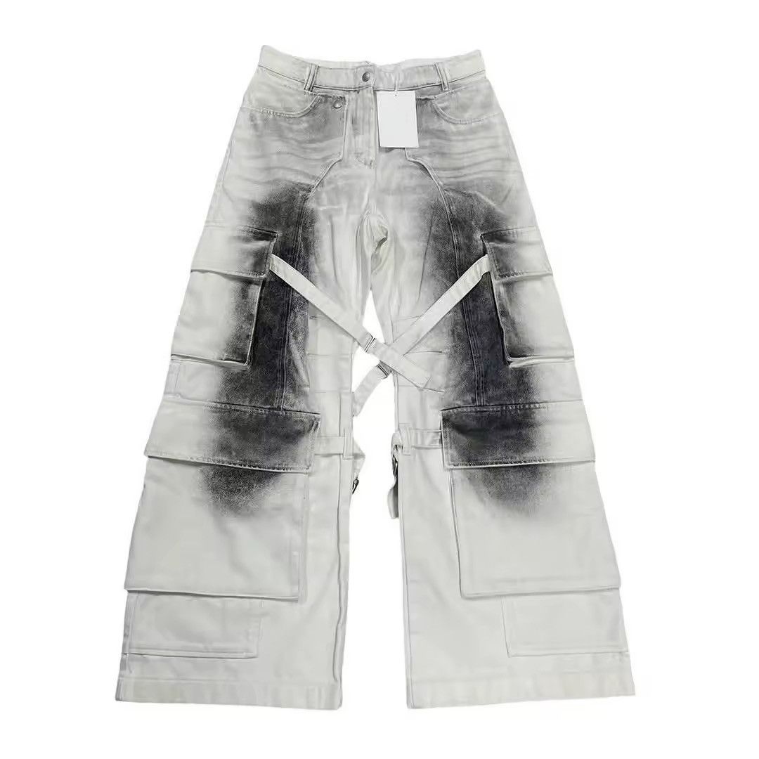 Other White & black bleached cargo pants Size US 32 / EU 48 - 2 Thumbnail