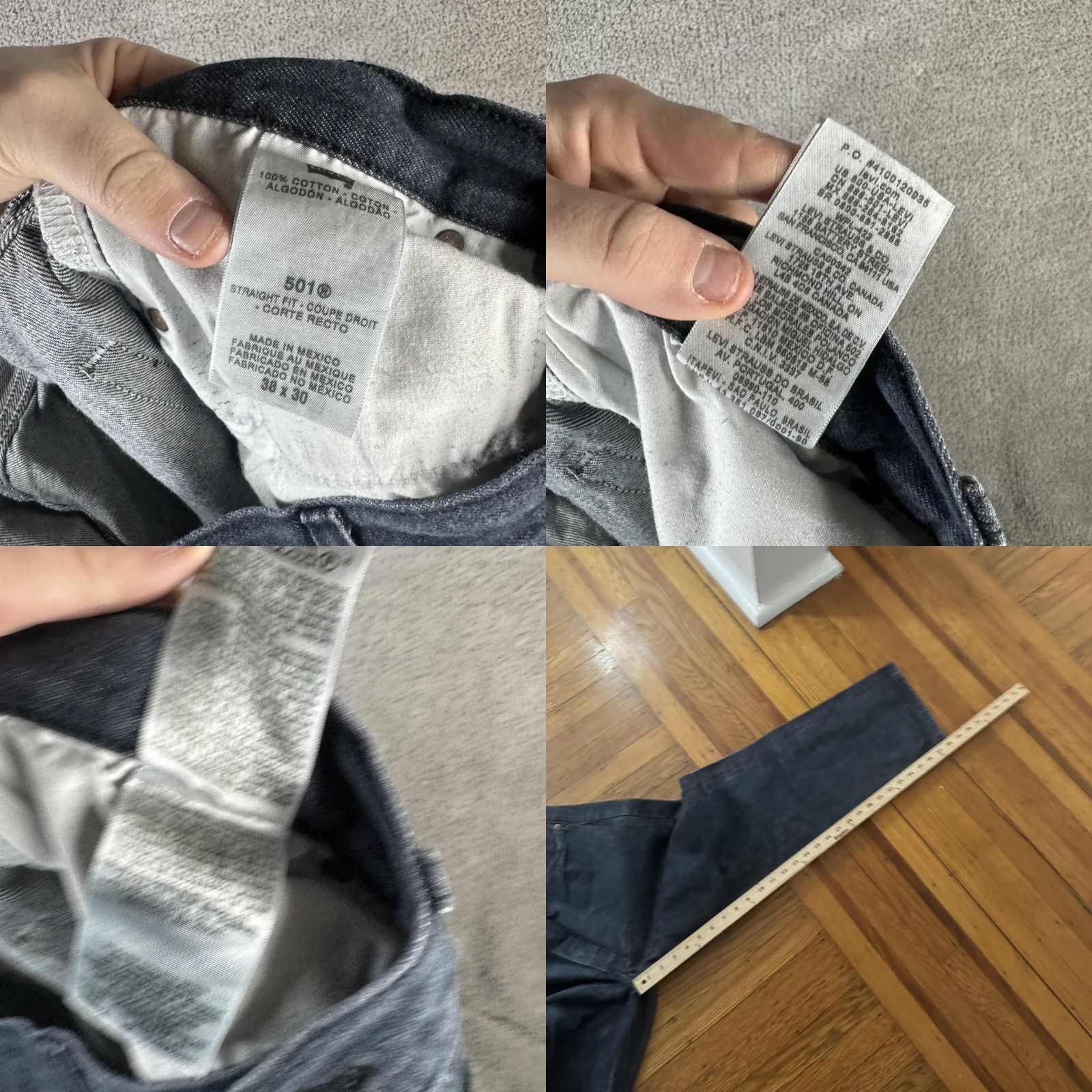 Levi's Levi's 501 Jeans Mens 38x30 Gray Denim Button Fly Straight Leg Mid Rise Size US 38 / EU 54 - 9 Thumbnail