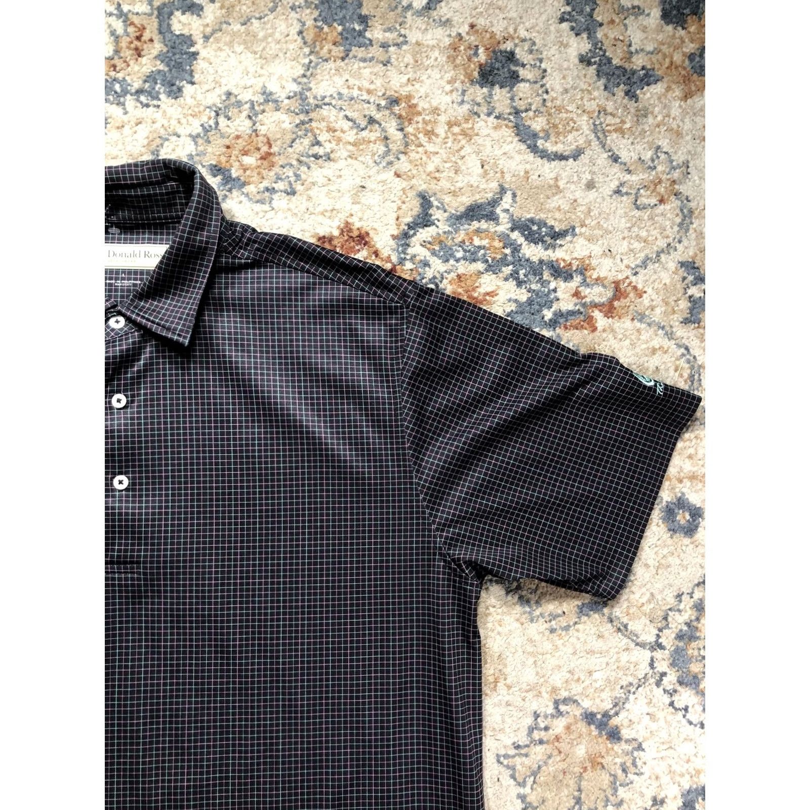 Vintage Donald Ross Polo Shirt Mens L Black Check Golf Performance Short Sleeve Size US L / EU 52-54 / 3 - 4 Thumbnail