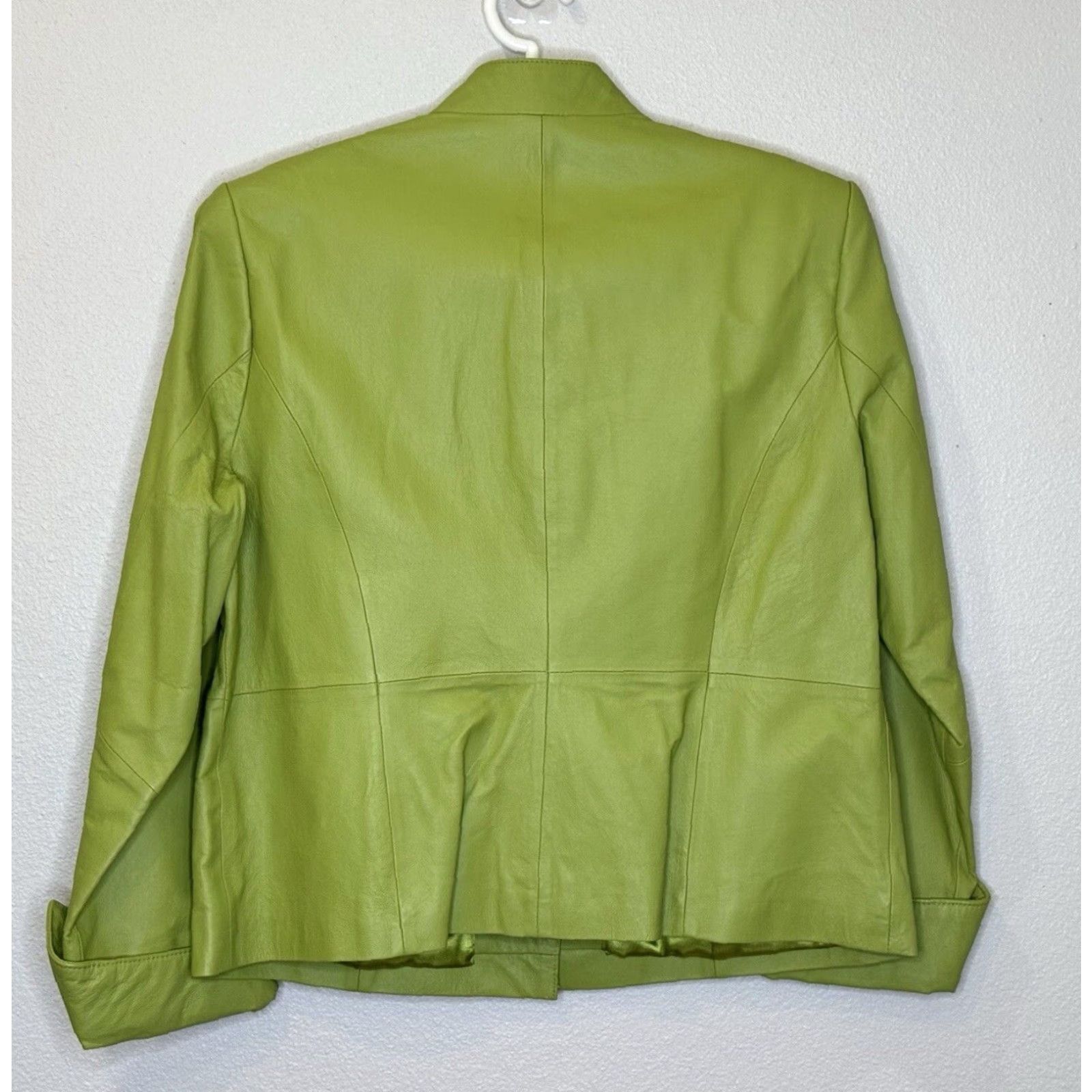 Vintage Terry Lewis Womens Leather Jacket Size Medium Green Button Front Roll Cuff Lined Jacket Size M / US 6-8 / IT 42-44 - 6 Thumbnail