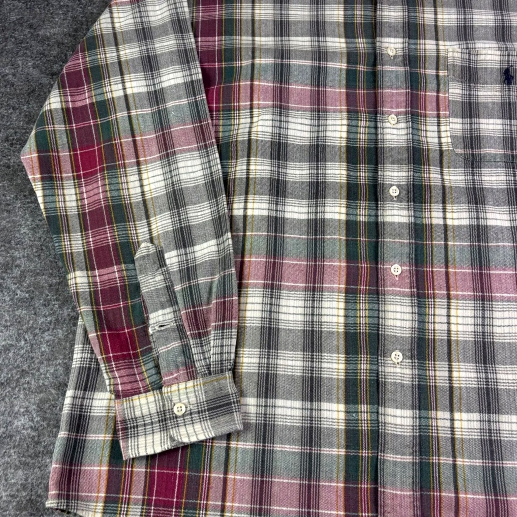 Polo Ralph Lauren Polo Ralph Lauren Lowell Sport Plaid Shirt Mens L Burgundy Green Cotton Buttons Embroidered Collared Long Sleeve Vintage No Size US L / EU 52-54 / 3 - 6 Thumbnail