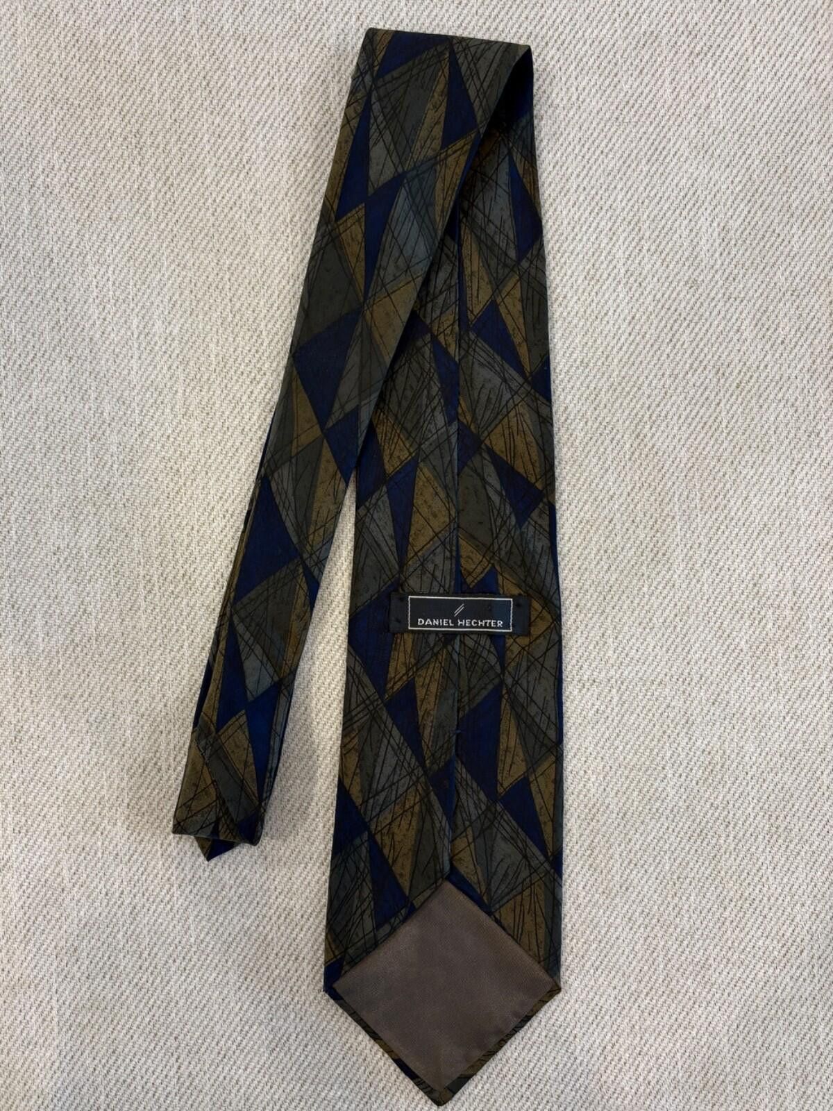 Daniel Hechter Daniel Hechter Paris Silk Tie Geometric Harlequin Blue Gold Size ONE SIZE - 1 Thumbnail
